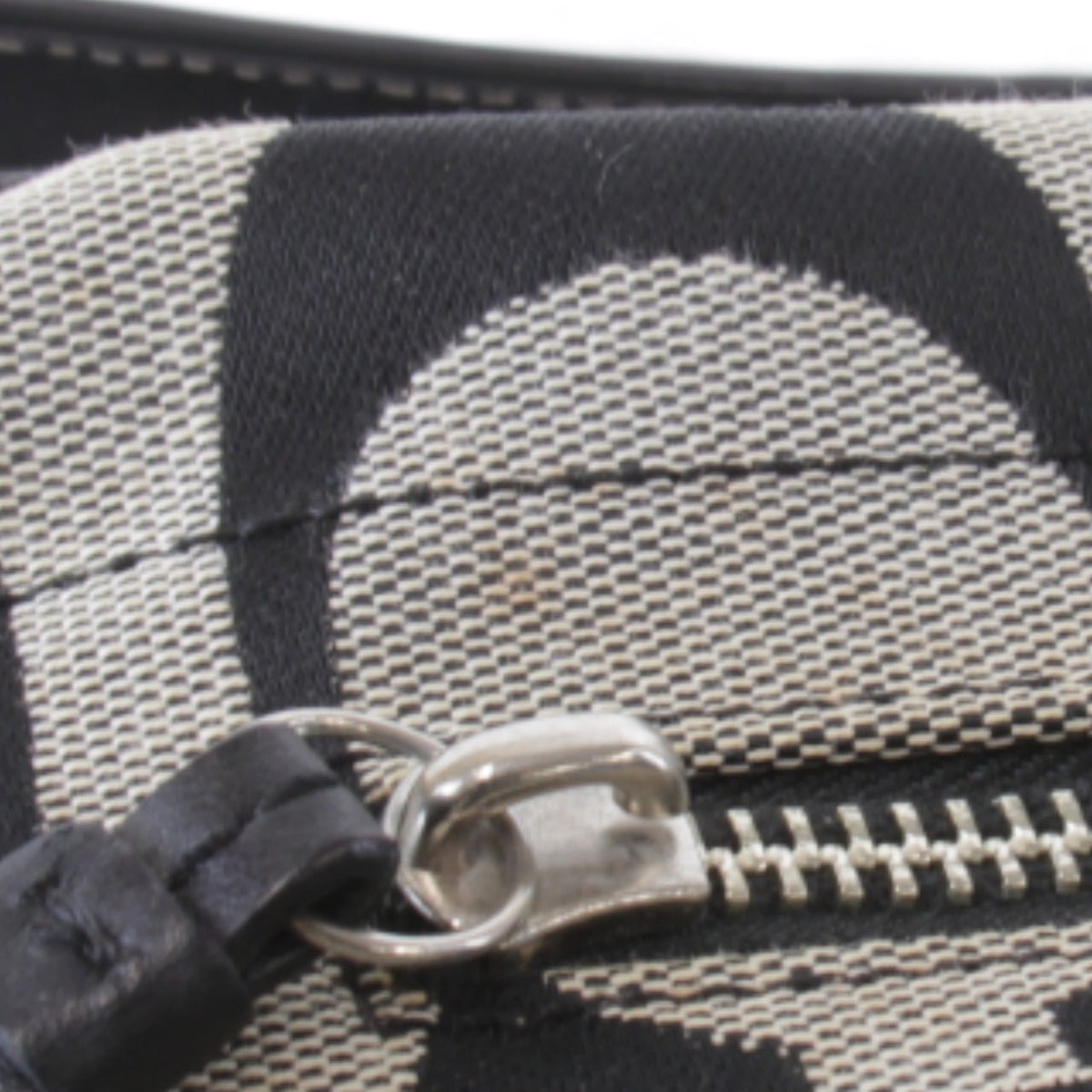 Coach Black Gray Canvas Leather Shoulder Bag (Pre-Owned)