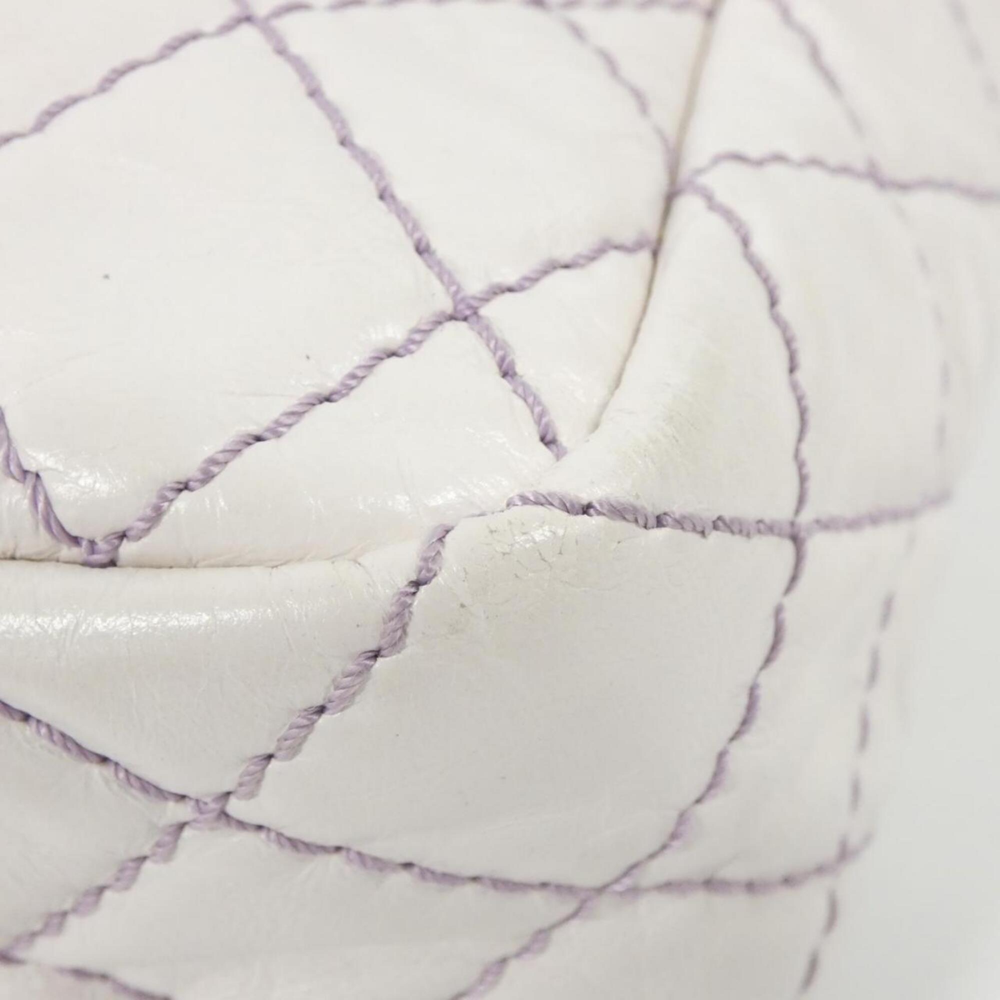 Chanel Purple White Leather Shoulder Bag (Pre-Owned)