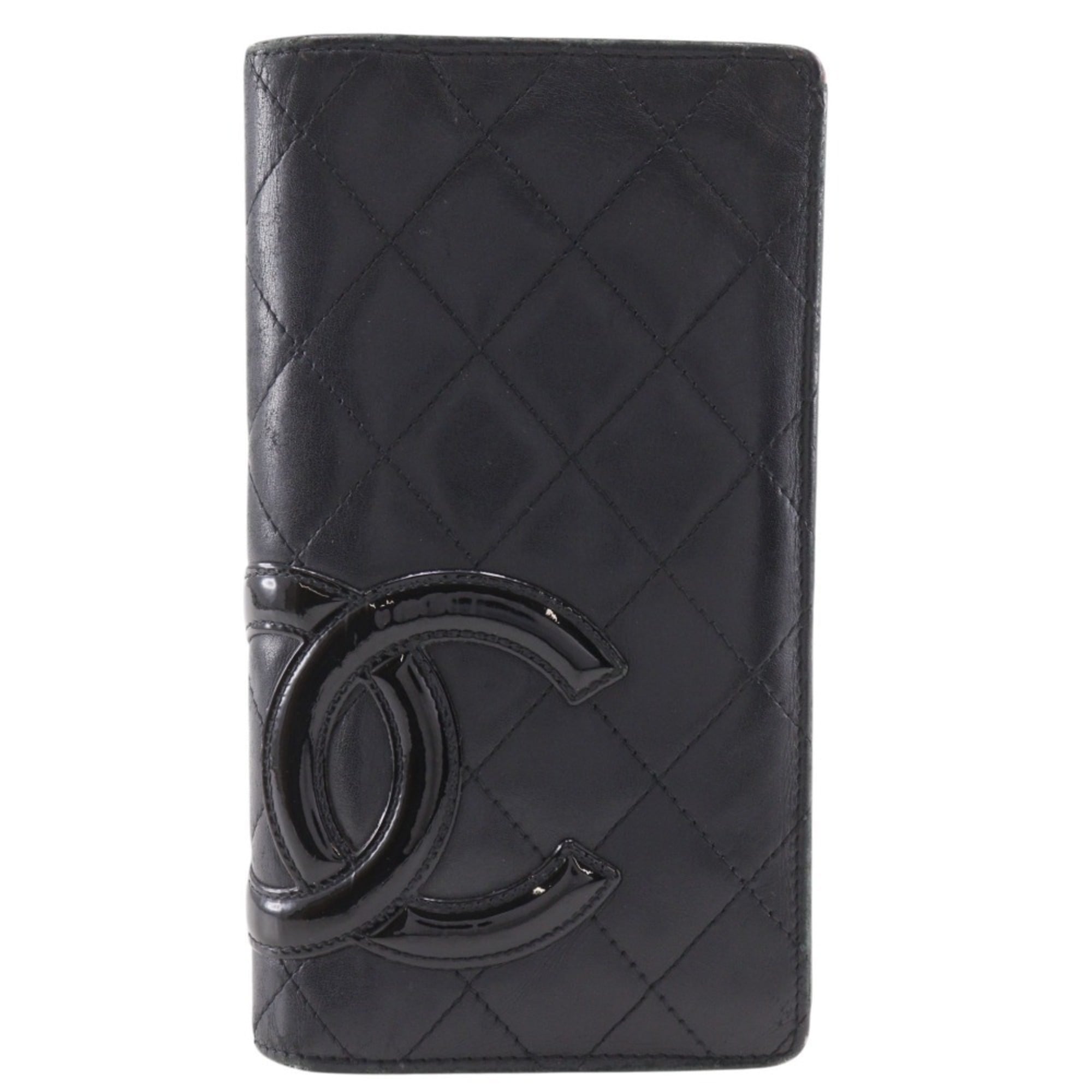 Chanel Black Leather Long Wallet (Bi-Fold) (Pre-Owned)