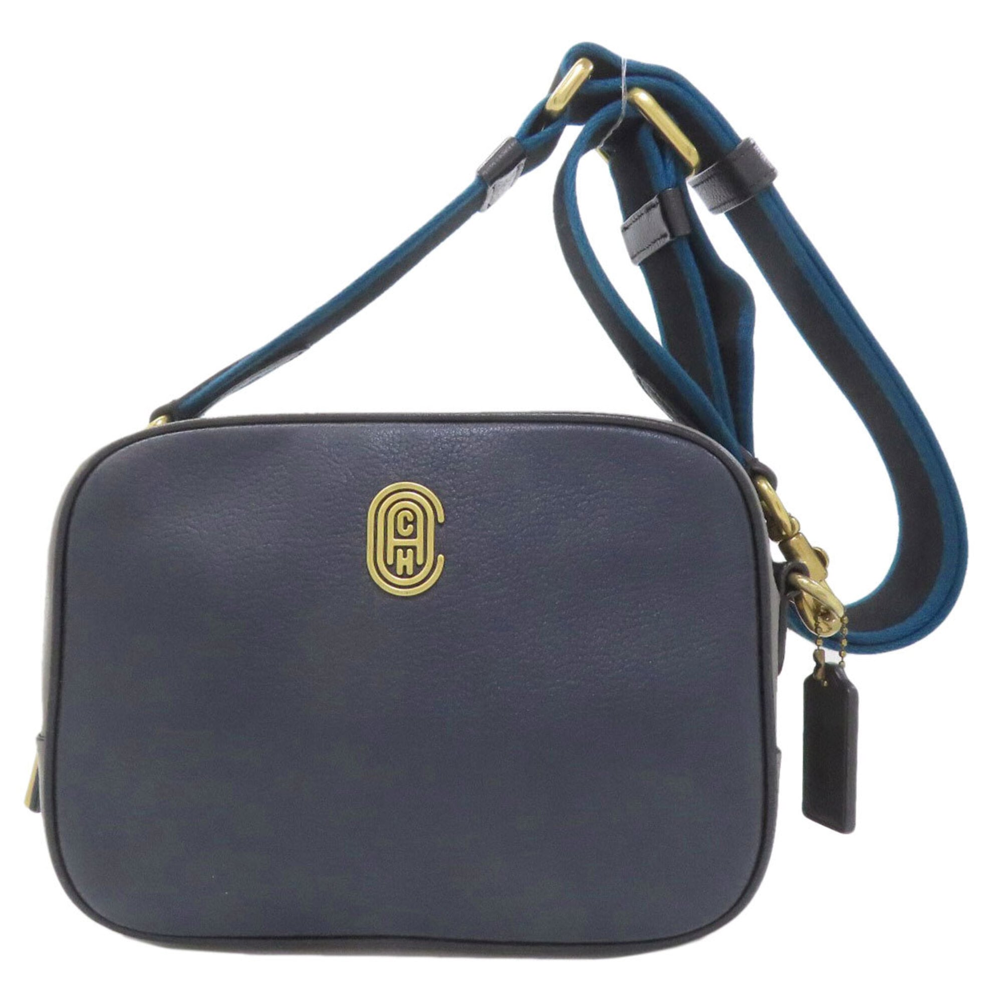 Coach Gray Navy Leather Shoulder Bag (Pre-Owned)