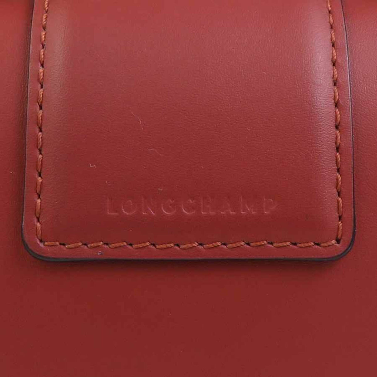 Longchamp Red Brown Leather Shoulder Bag (Pre-Owned)