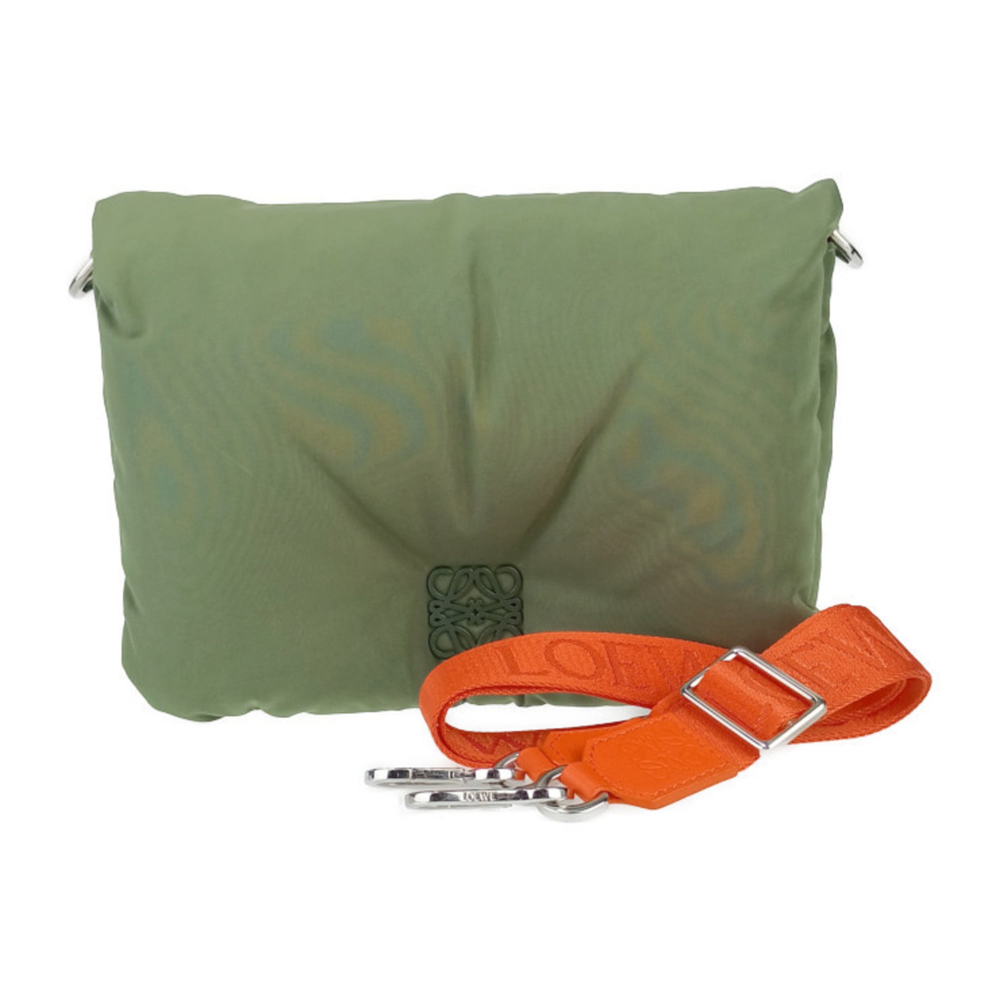 Loewe Khaki Orange Nylon Handbag Shoulder Bag Tote Bag (Pre-Owned)