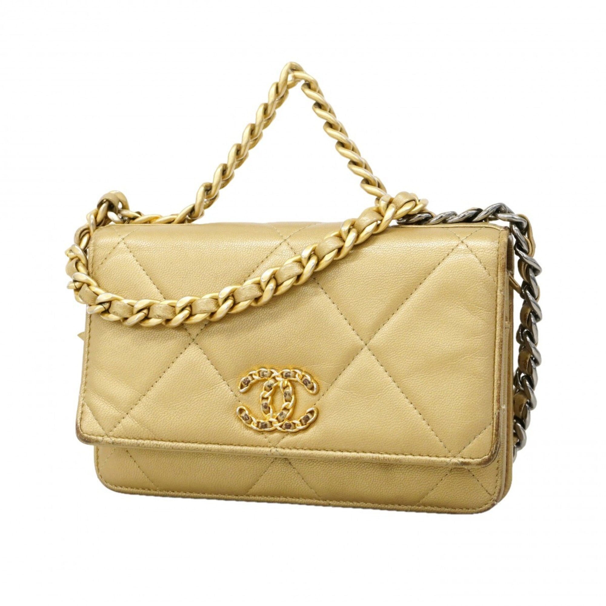 Chanel Brown Leather Chain/Shoulder Wallet (Pre-Owned)