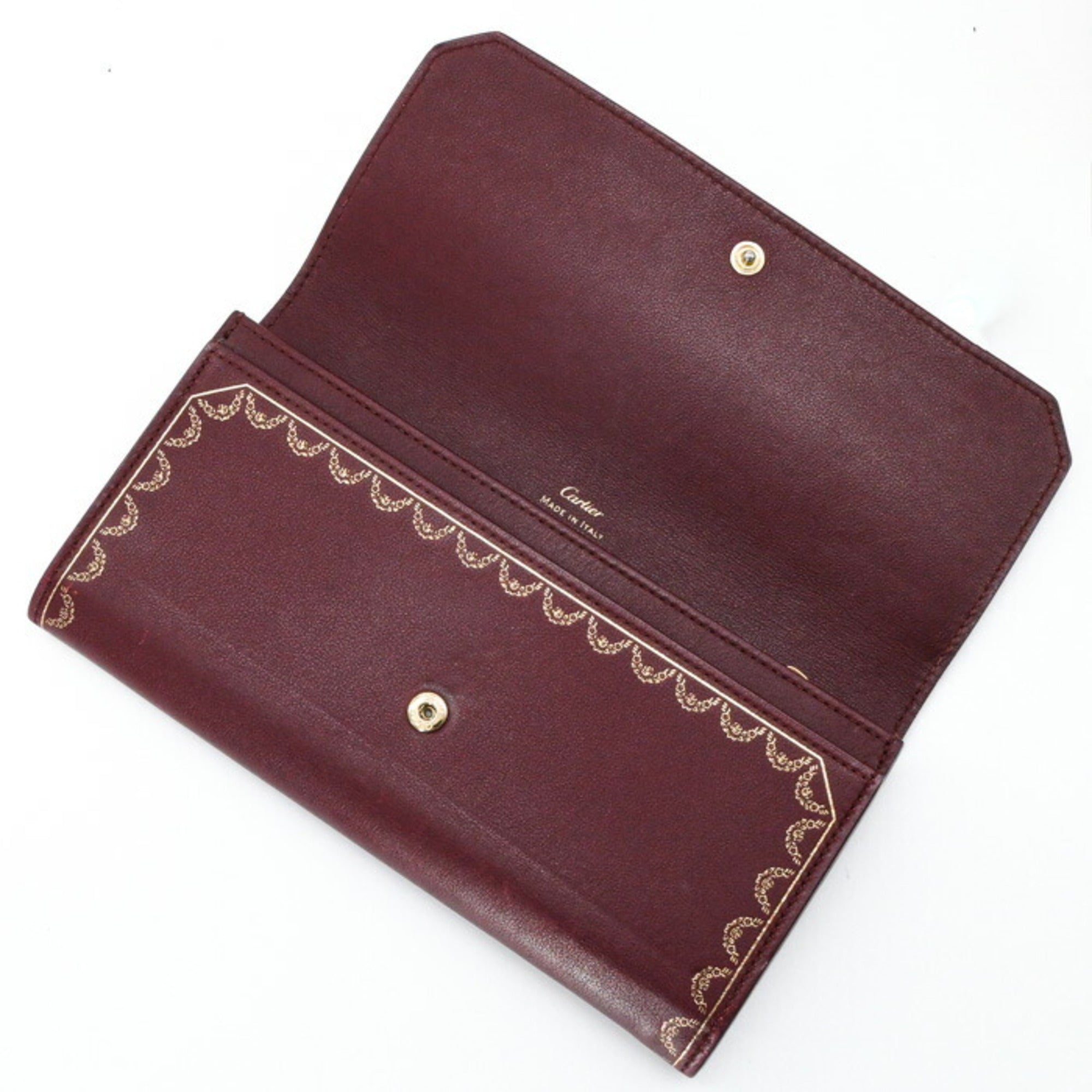 Cartier Bordeaux Leather Long Wallet (Bi-Fold) (Pre-Owned)