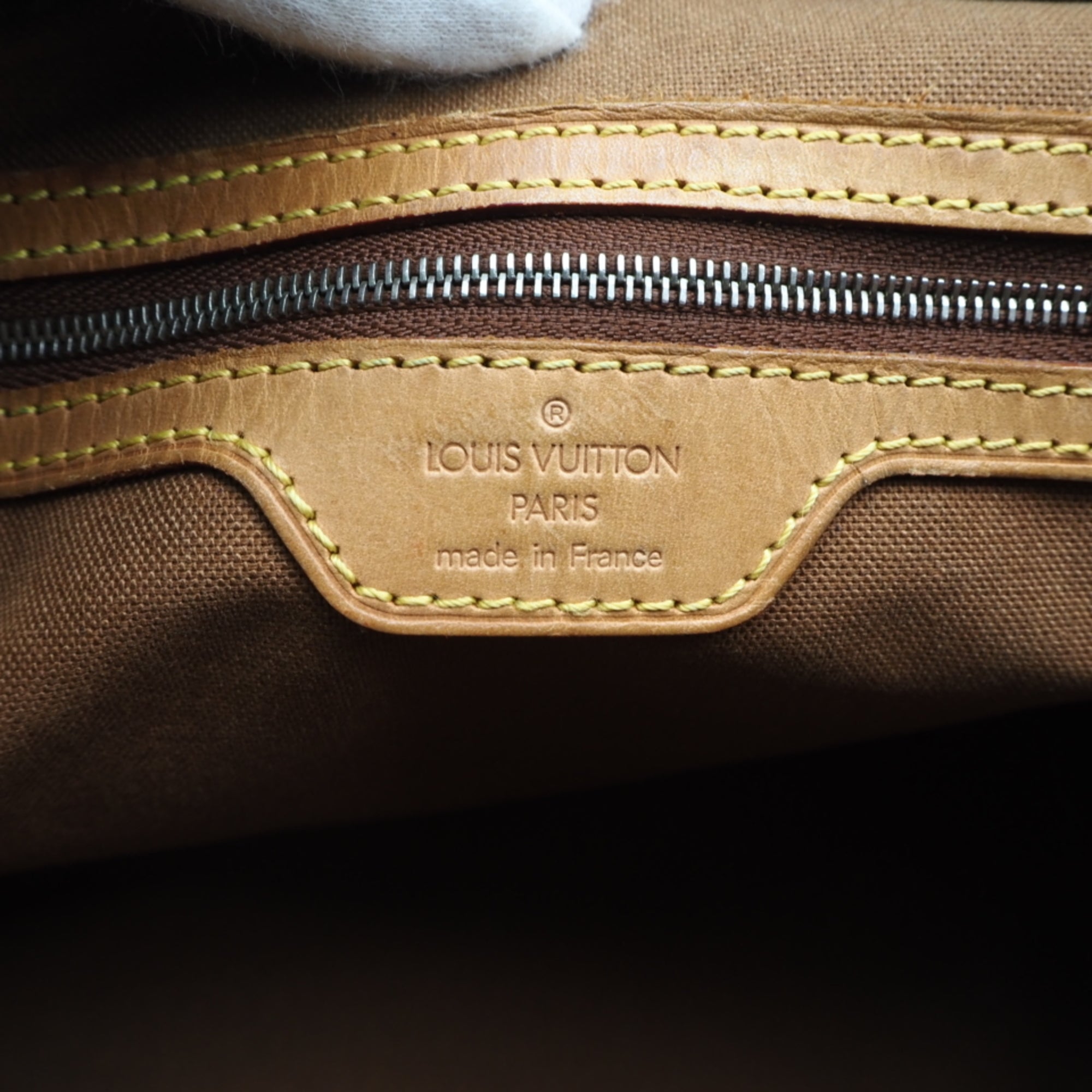 Louis Vuitton Beige Brown Coated Canvas Leather Handbag (Pre-Owned)