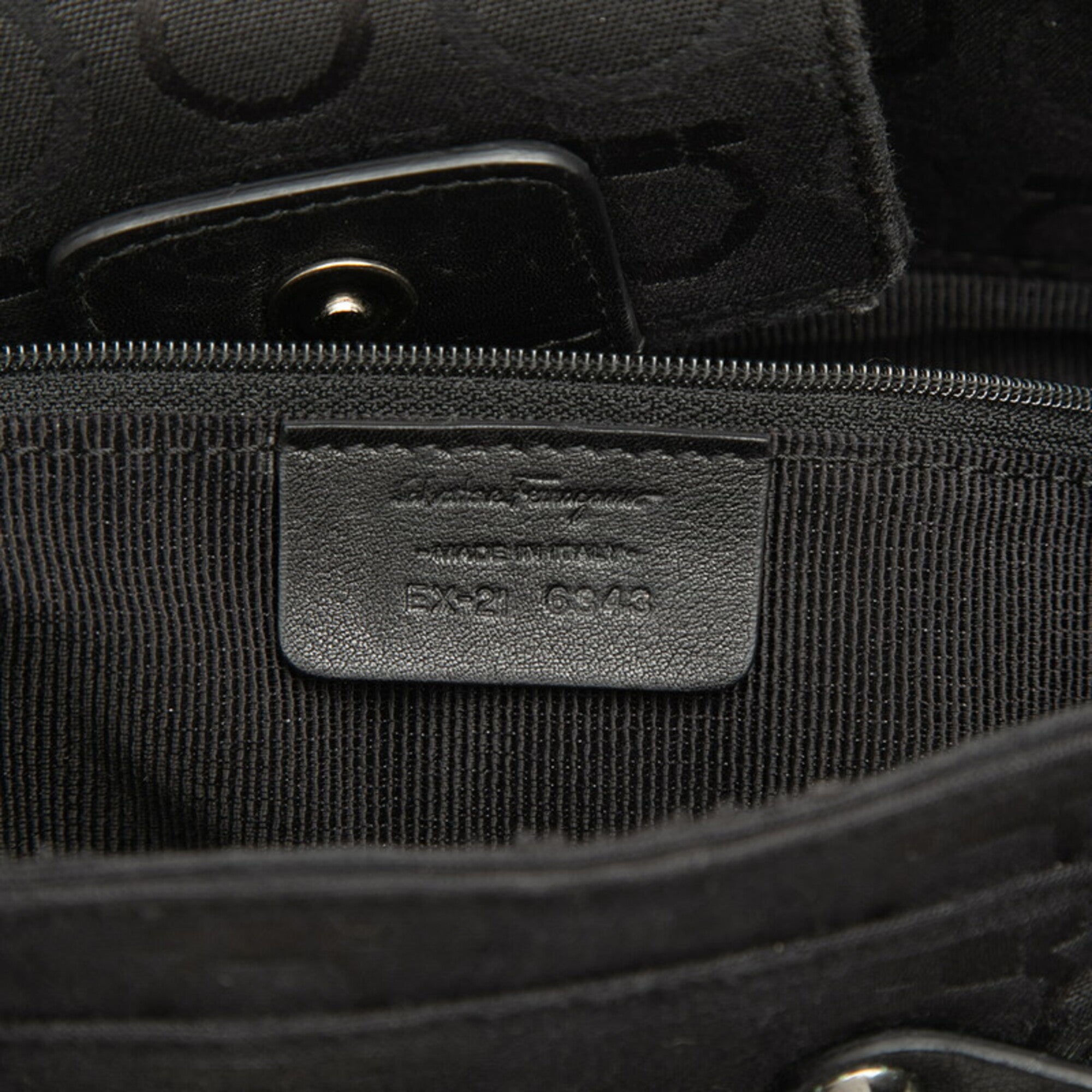 Salvatore Ferragamo Black Canvas Leather Handbag Pouch Tote Bag (Pre-Owned)