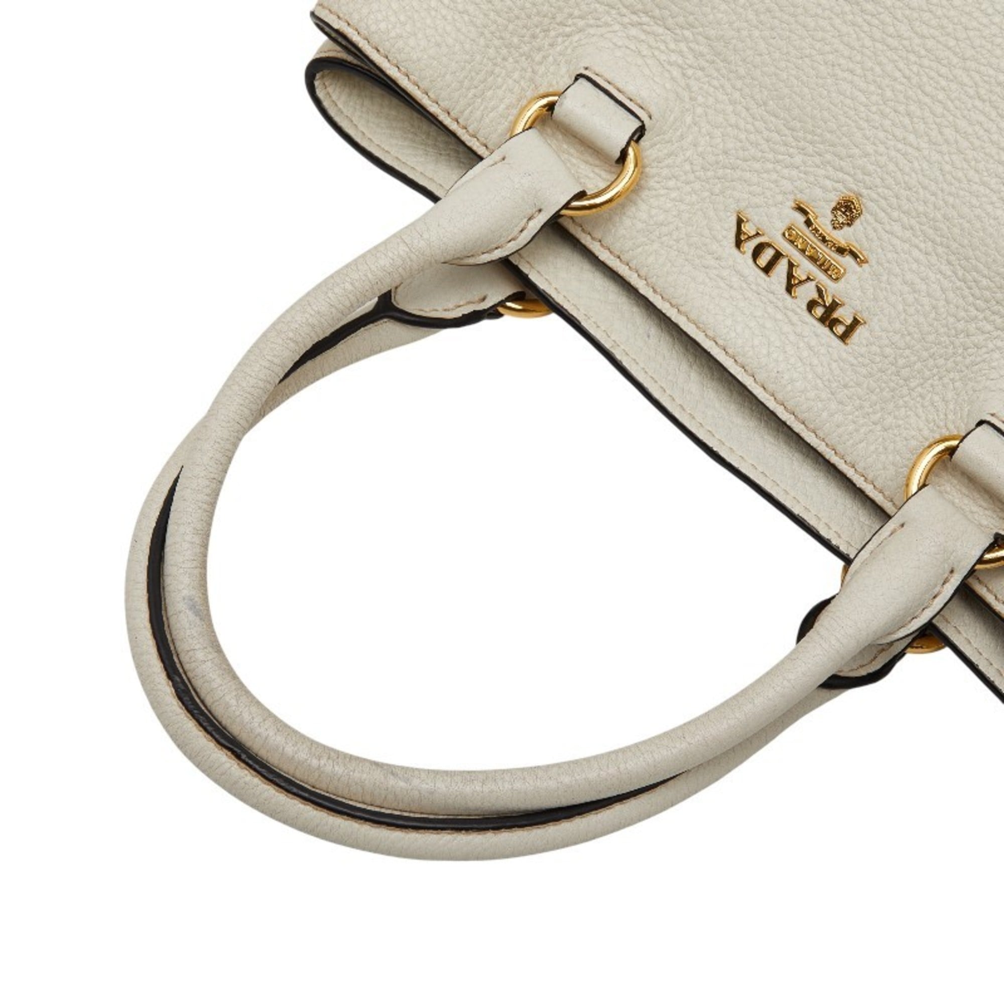 Prada White Leather Handbag Shoulder Bag (Pre-Owned)
