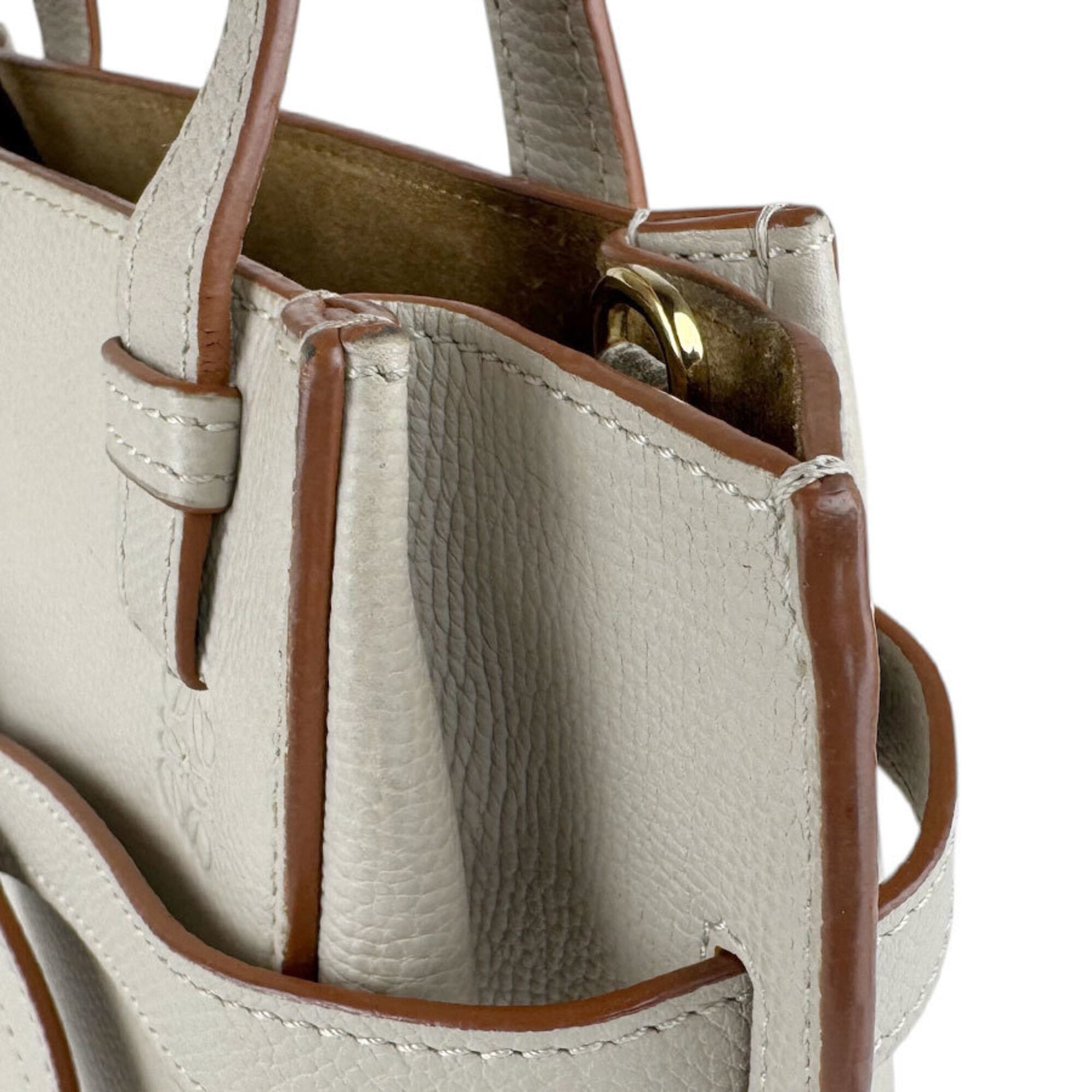 Loewe Grayish Leather Handbag Shoulder Bag (Pre-Owned)