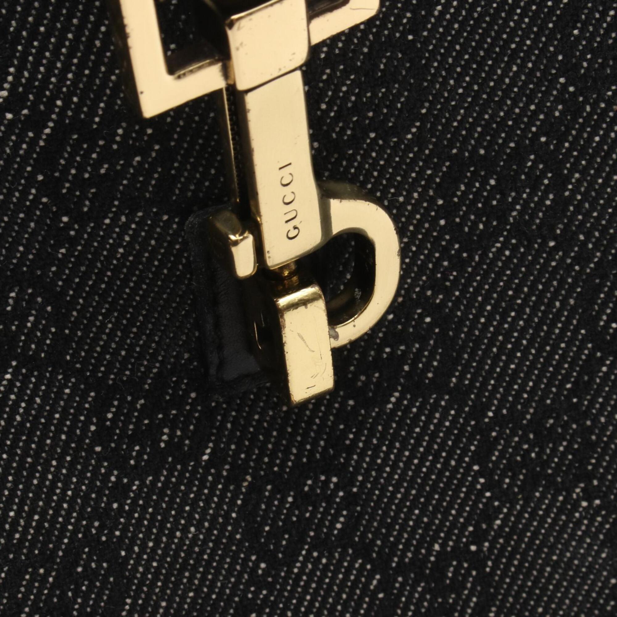 Gucci Black Denim Leather Shoulder Bag (Pre-Owned)