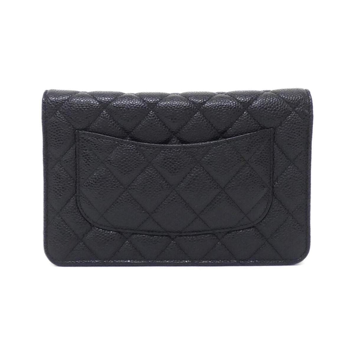 Chanel Black Grained Calfskin Chain/Shoulder Wallet (Pre-Owned)