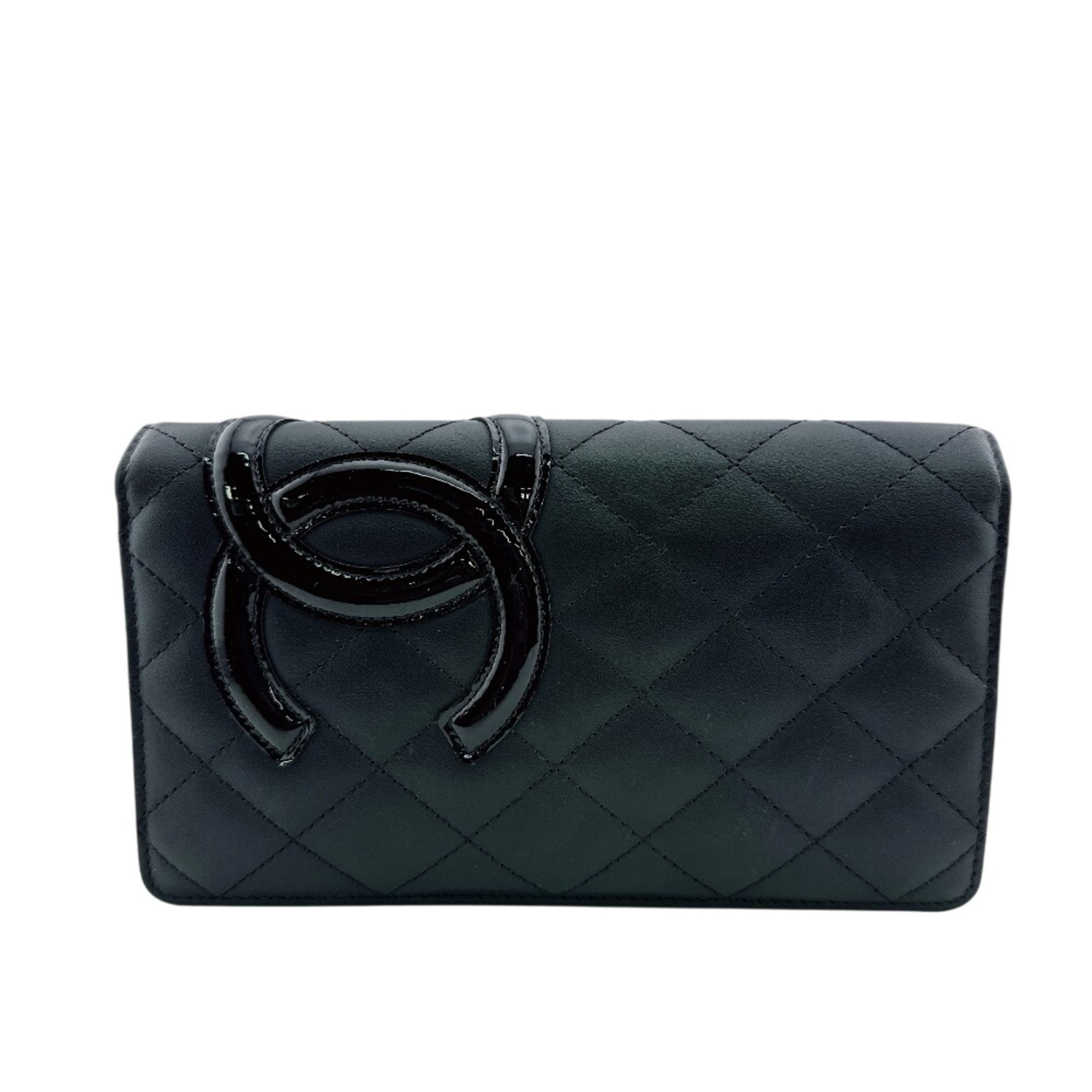 Chanel Black Pink Leather Long Wallet (Bi-Fold) (Pre-Owned)