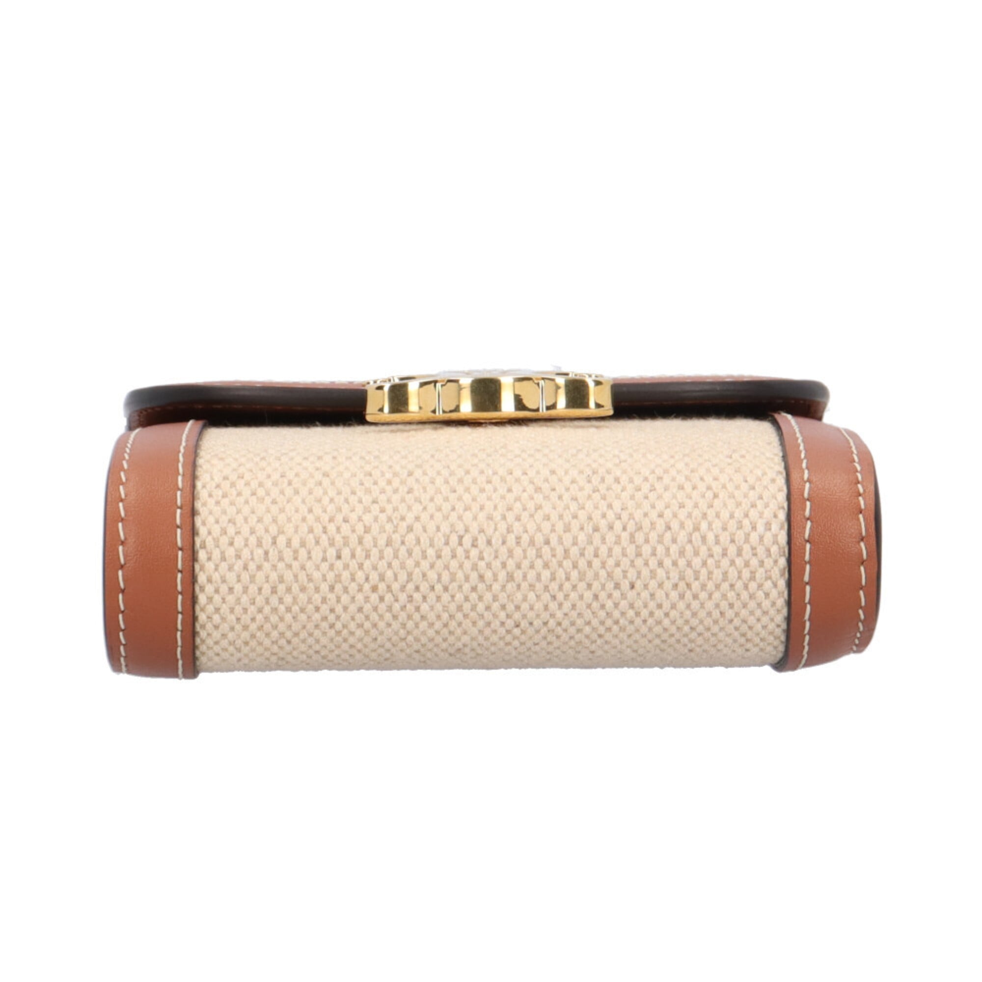 Celine Beige Brown Canvas Leather Wallet (Tri-Fold) (Pre-Owned)