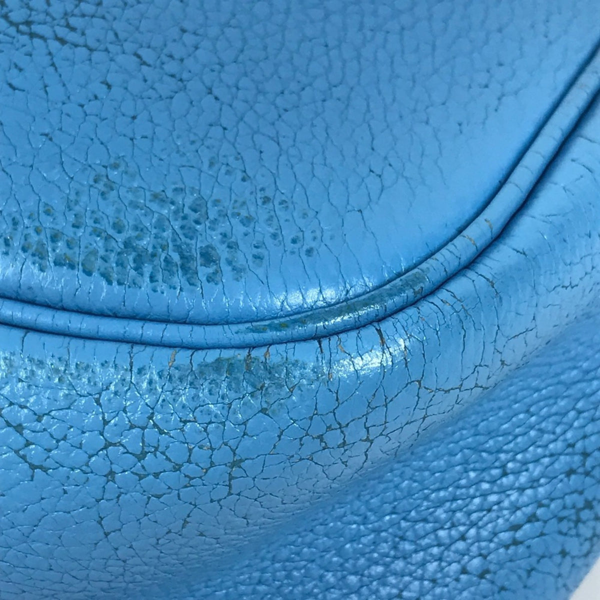 Hermes Trim Blue Leather Shoulder Bag Tote Bag (Pre-Owned)
