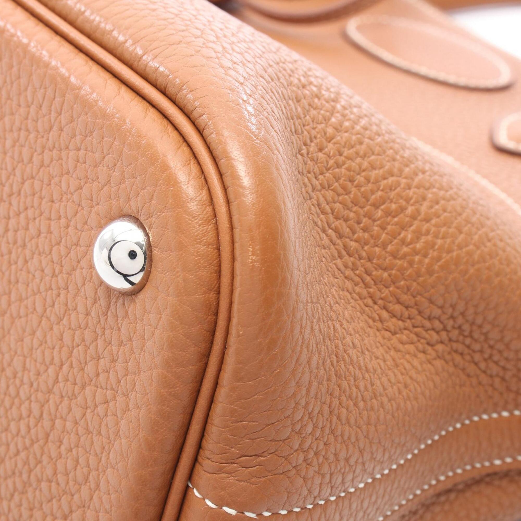 Hermes Gold Taurillon Clemence Leather Leather Handbag (Pre-Owned)
