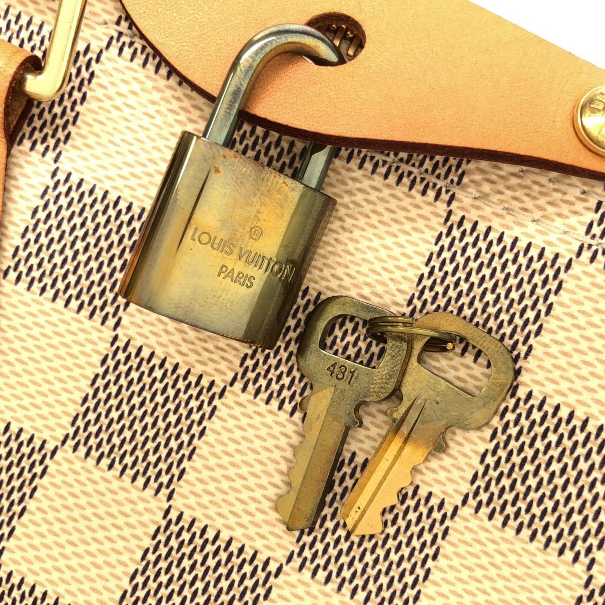 Louis Vuitton Azur Beige White Coated Canvas Boston Bag (Pre-Owned)