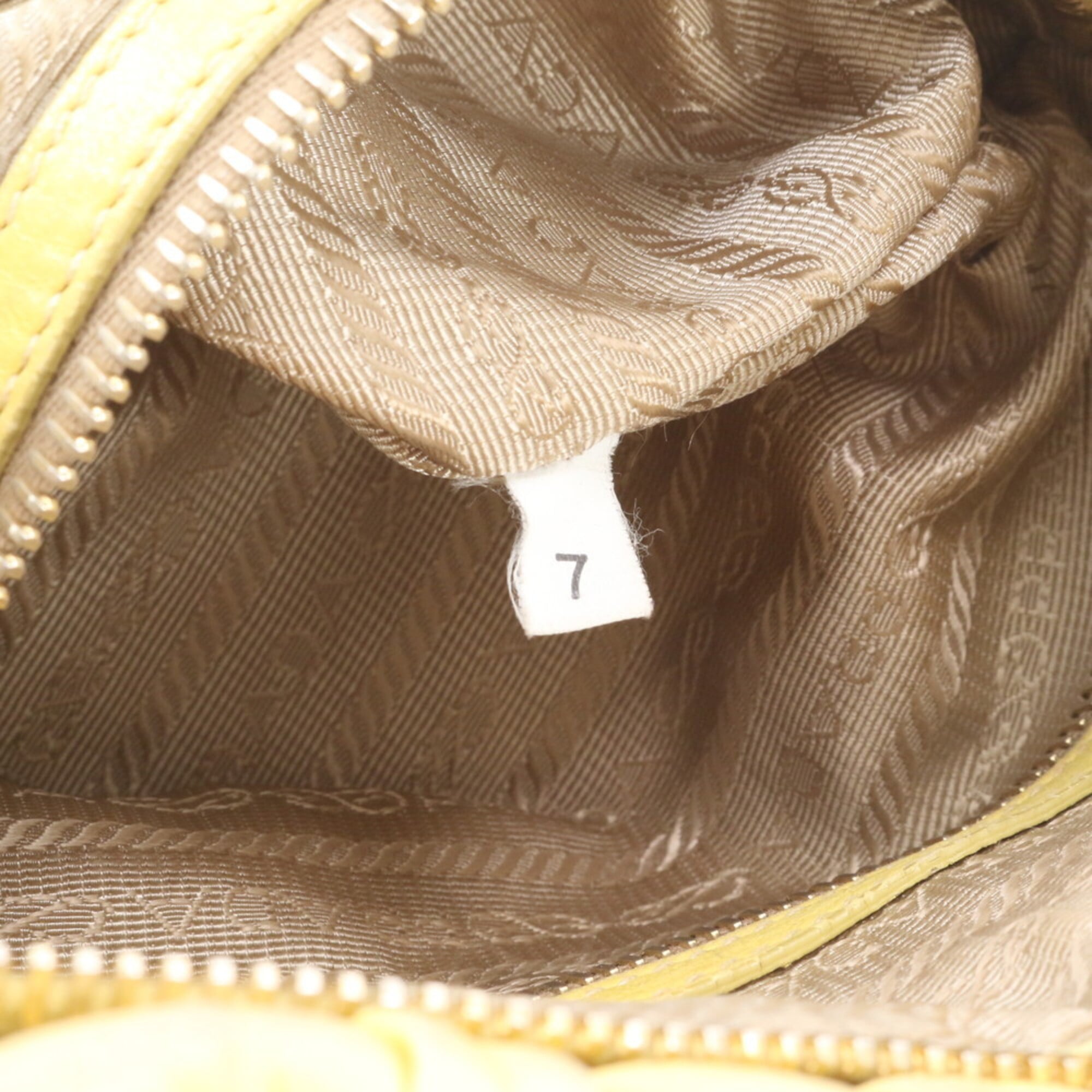 Prada Yellow Leather Handbag Shoulder Bag Tote Bag (Pre-Owned)