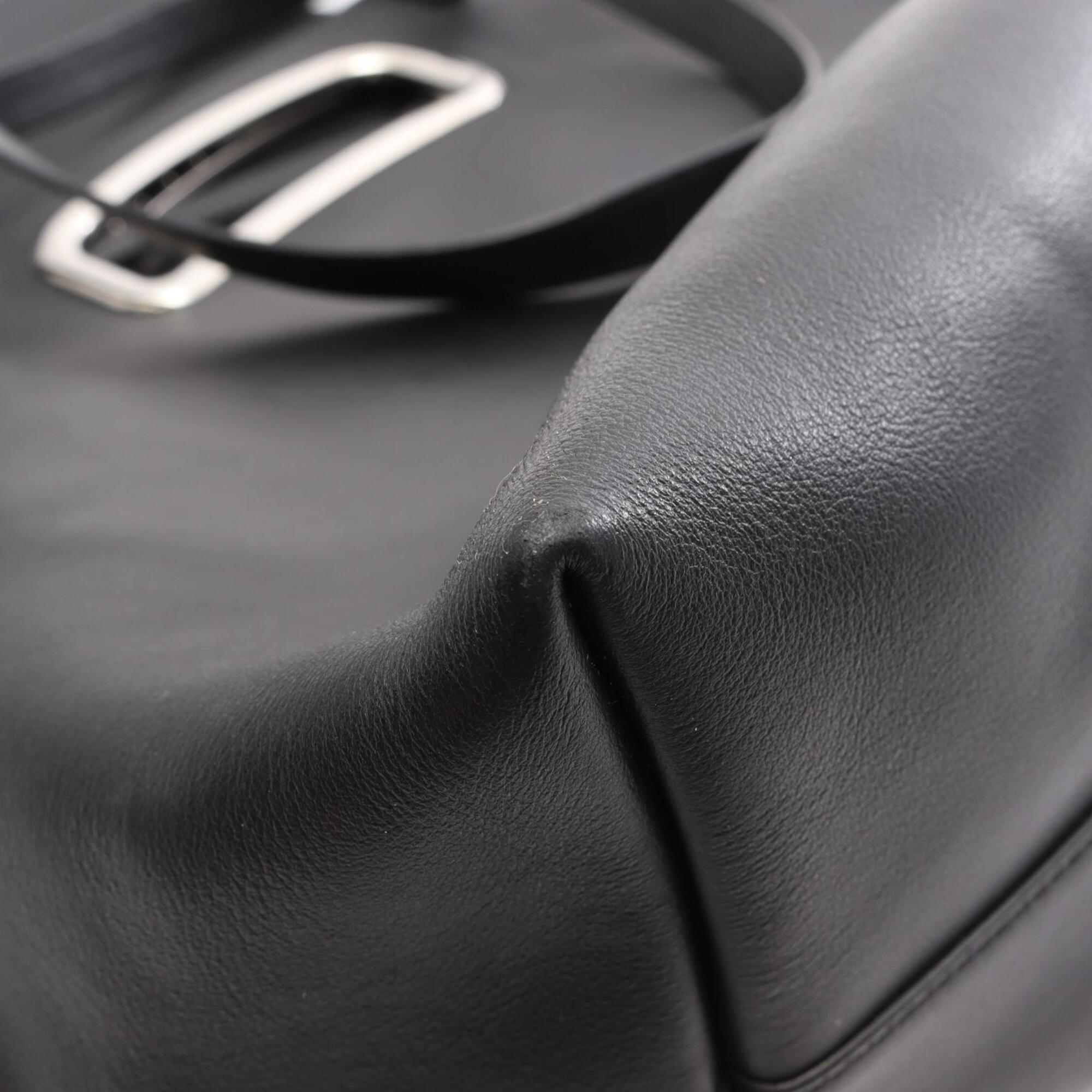 Prada Black Leather Handbag Pouch Tote Bag (Pre-Owned)
