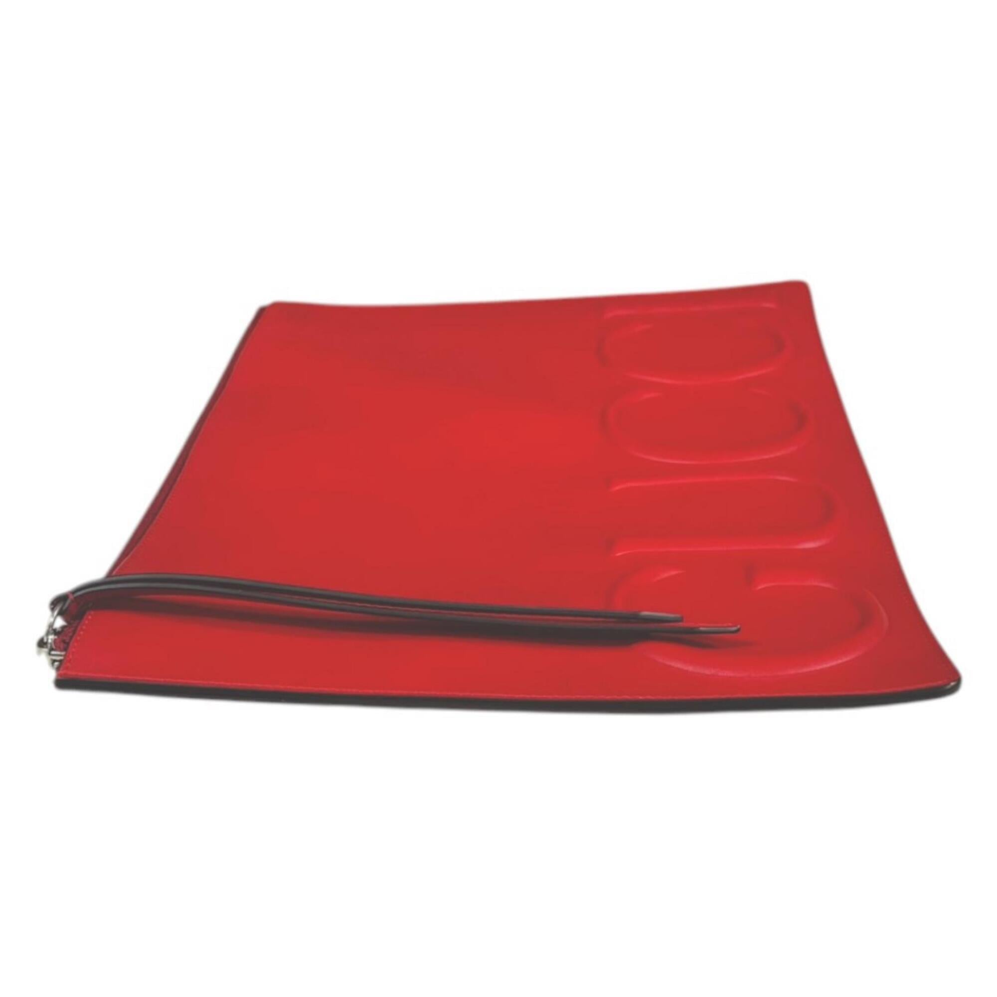 Gucci Daily Red Color Leather Clutch Bag Handbag (Pre-Owned)