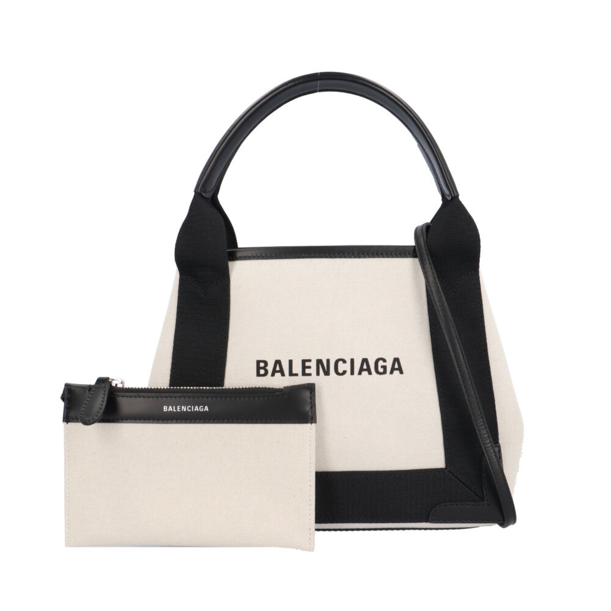Balenciaga Black Canvas Leather Handbag Shoulder Bag (Pre-Owned)