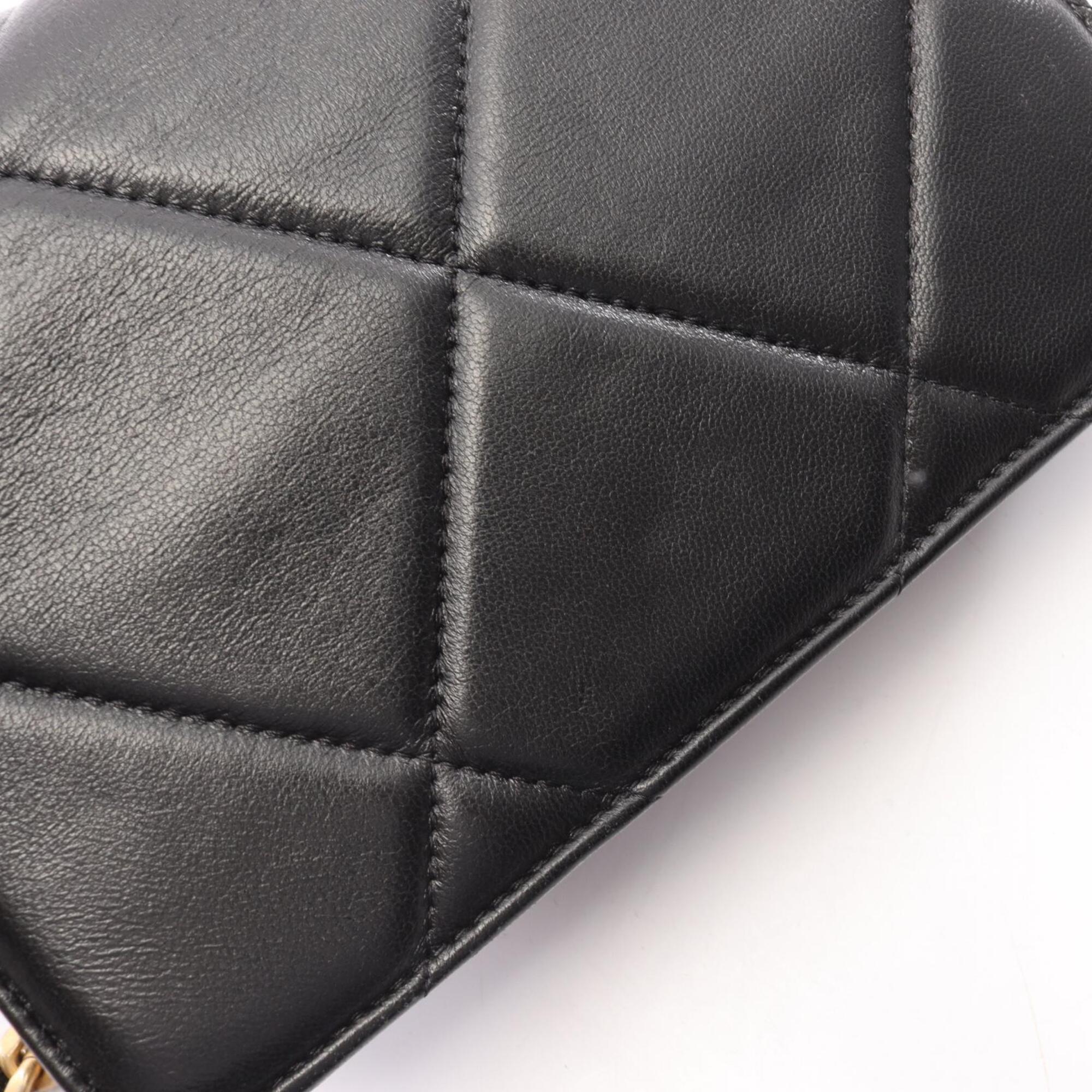 Chanel Black Leather Handbag Shoulder Bag (Pre-Owned)
