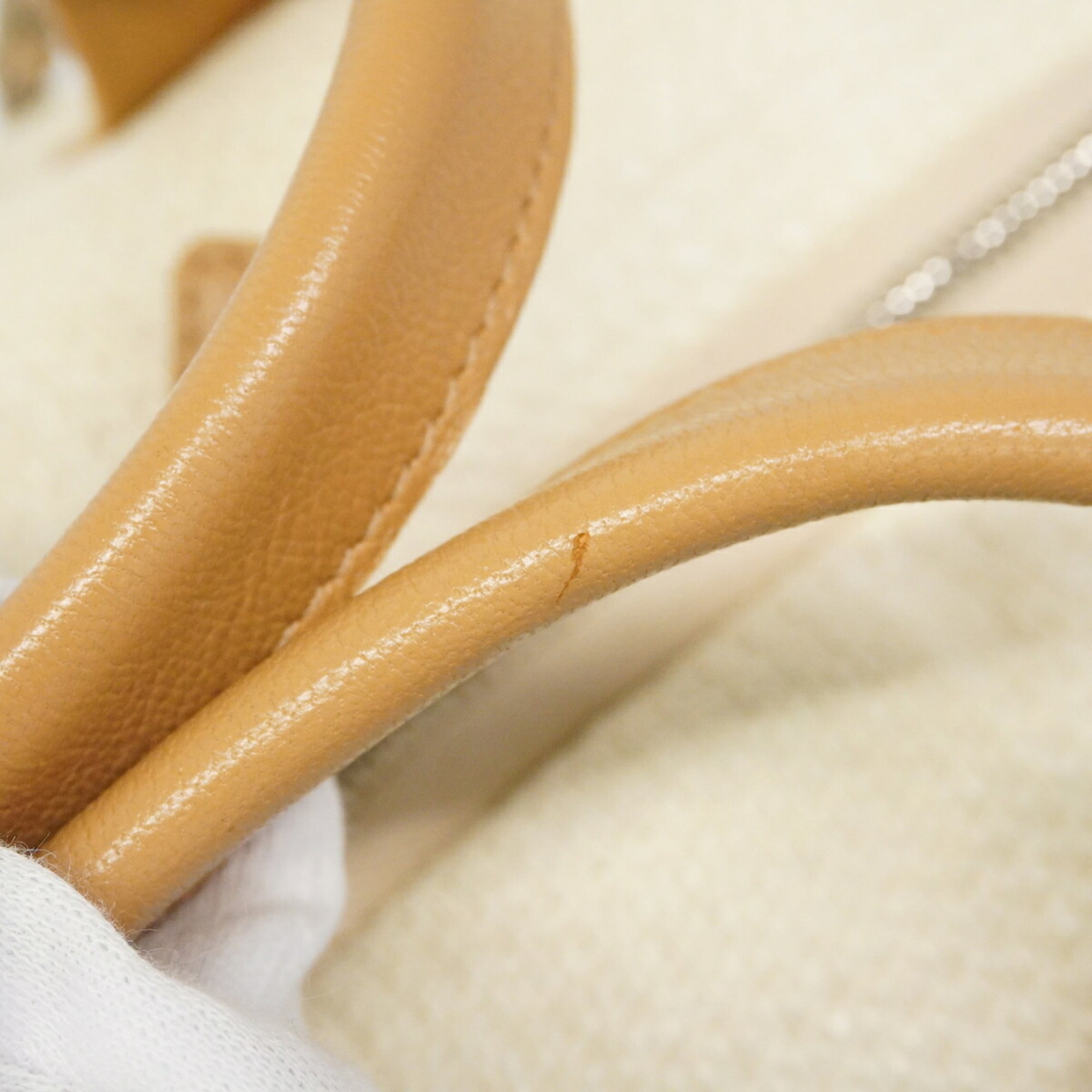 Chanel Beige Ivory Canvas Handbag (Pre-Owned)