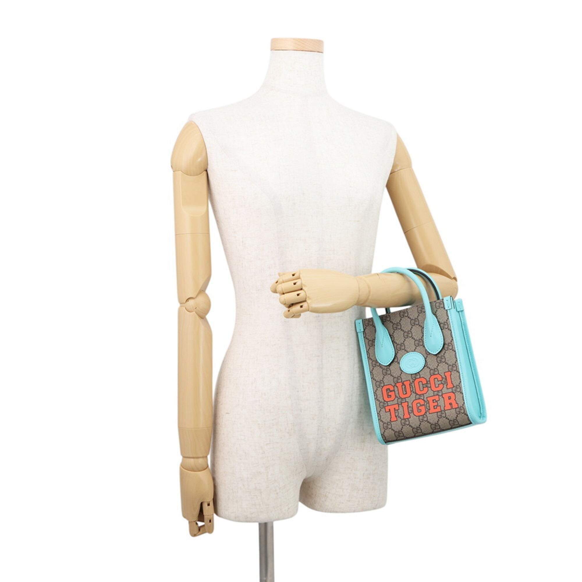 Gucci Beige Light Blue Orange Gg Supreme Leather Handbag Shoulder Bag (Pre-Owned)