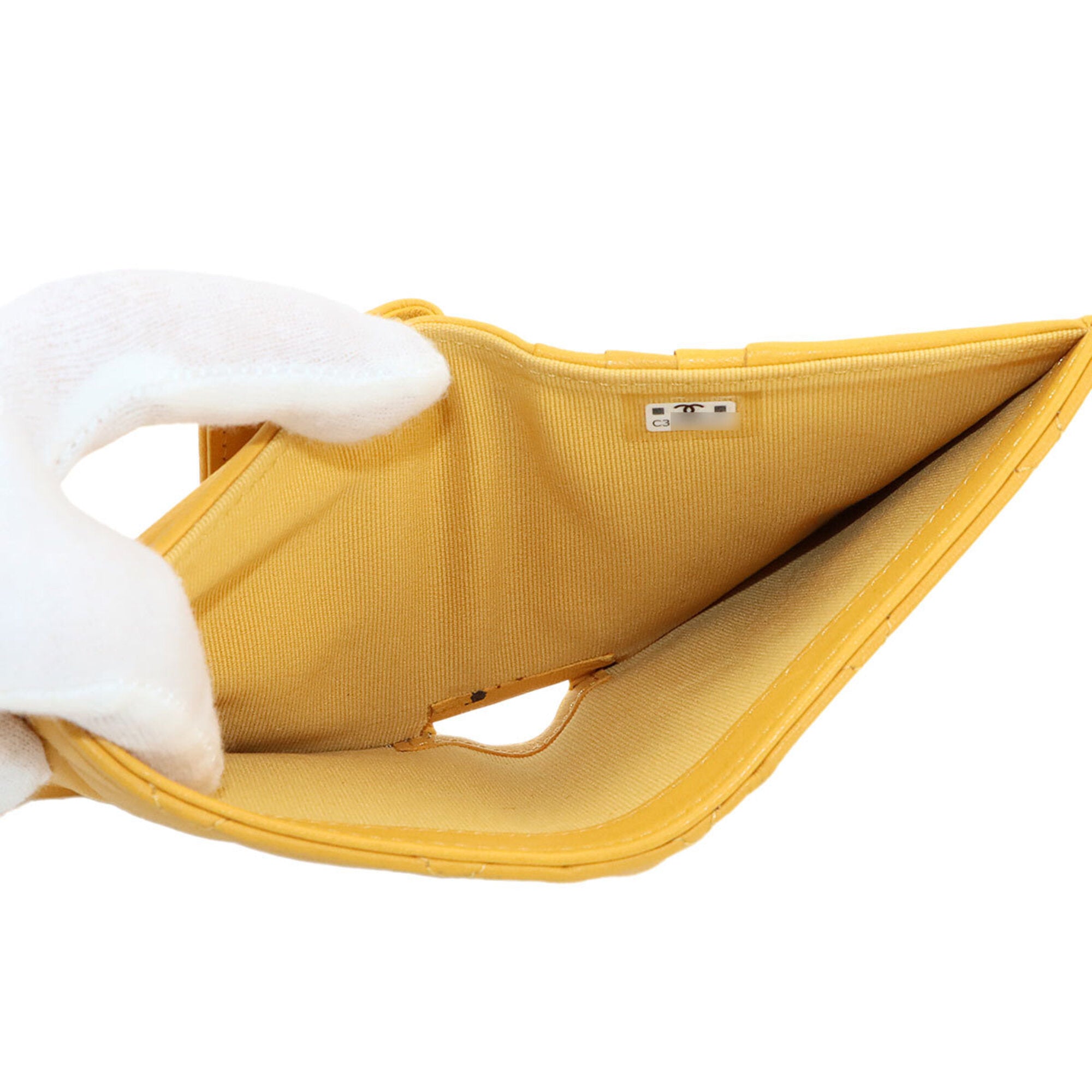 Chanel Mustard Yellow Leather Wallet (Bi-Fold) (Pre-Owned)