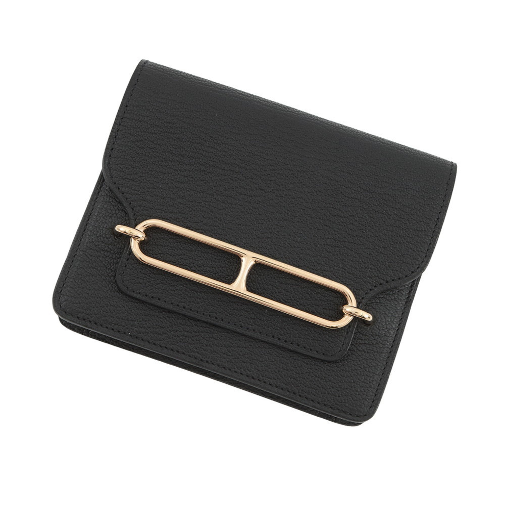Hermes Black Chevre Myzore Leather Coin Purse/Coin Case (Pre-Owned)