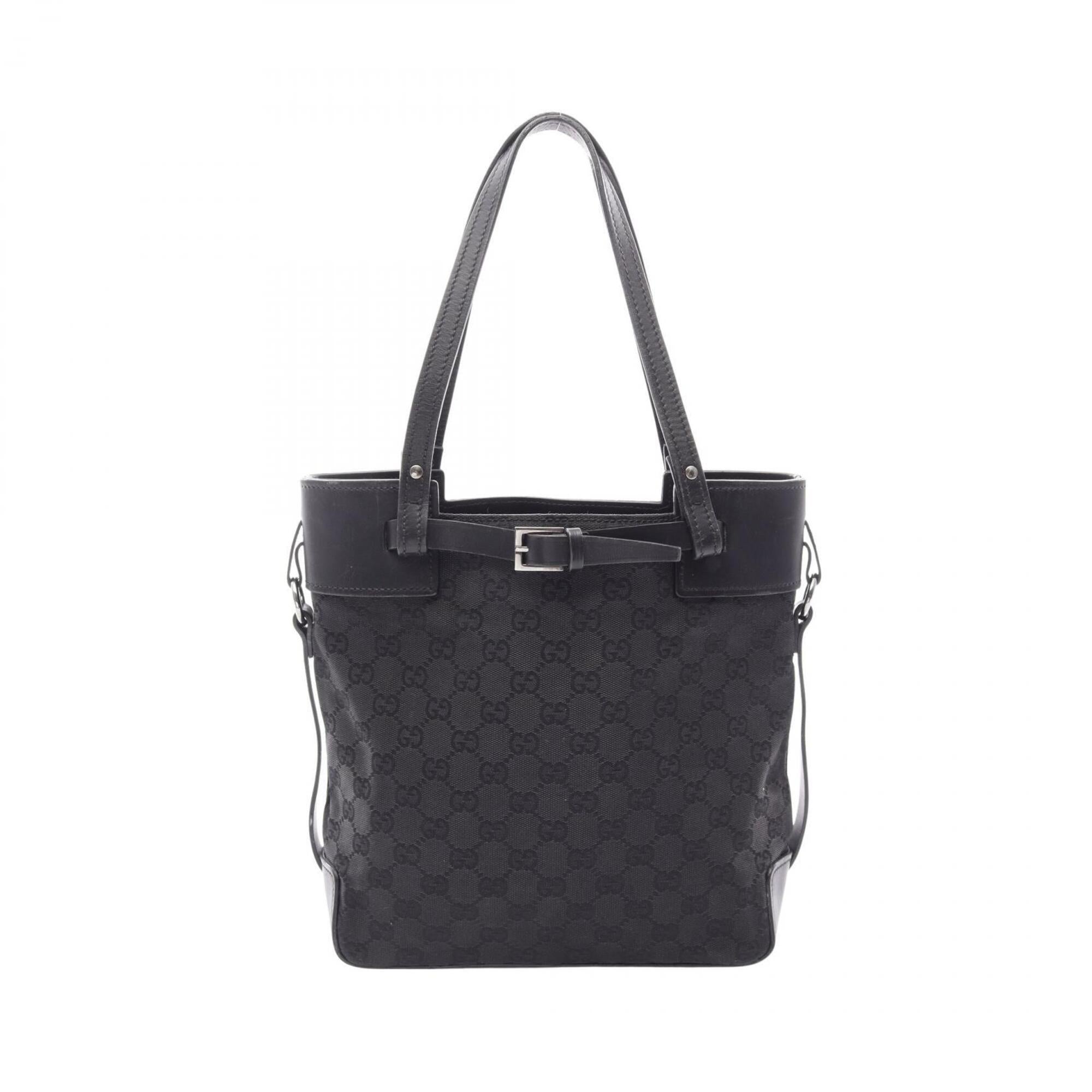 Gucci Black Canvas Leather Tote Bag (Pre-Owned)