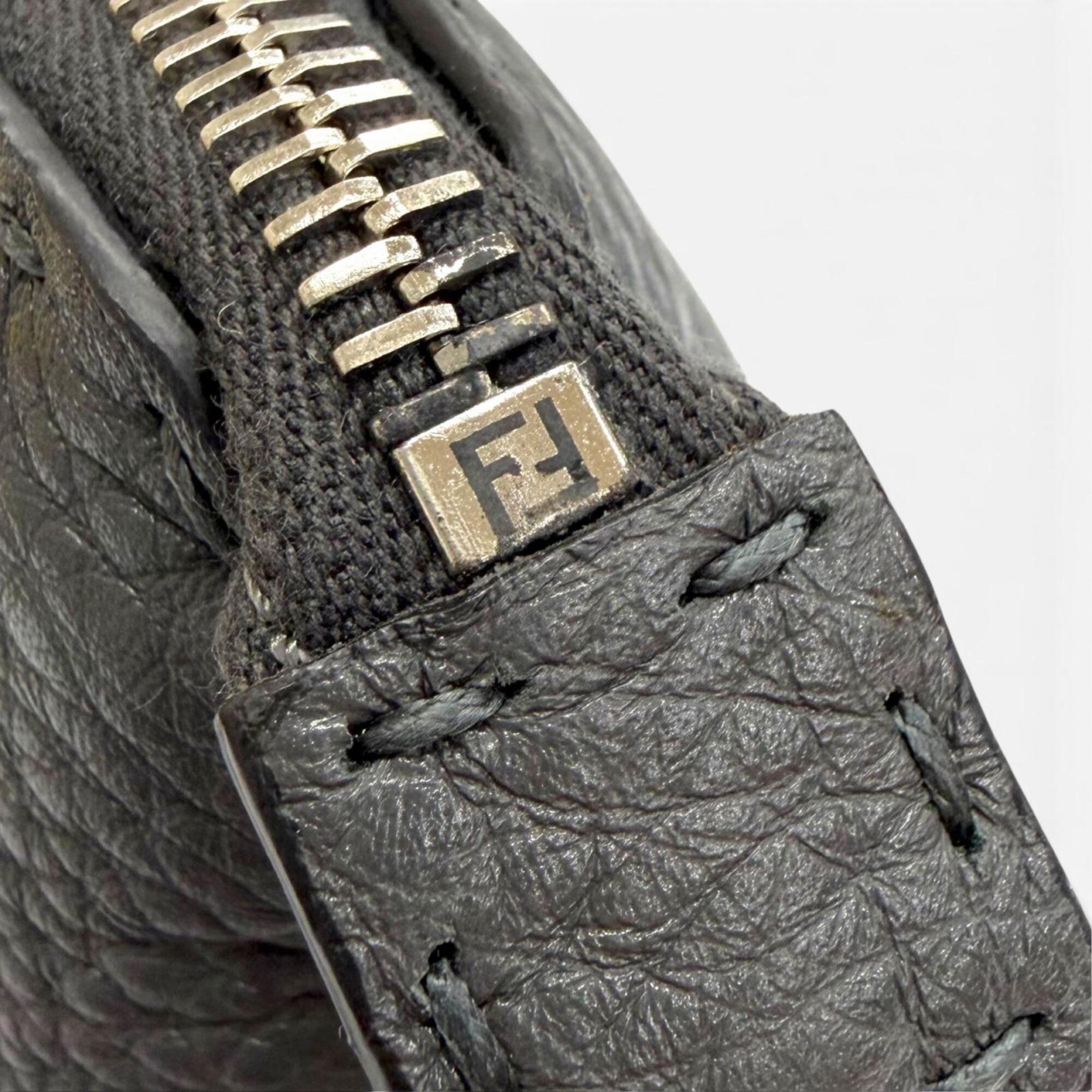 Fendi Dark Gray Leather Pouch (Pre-Owned)