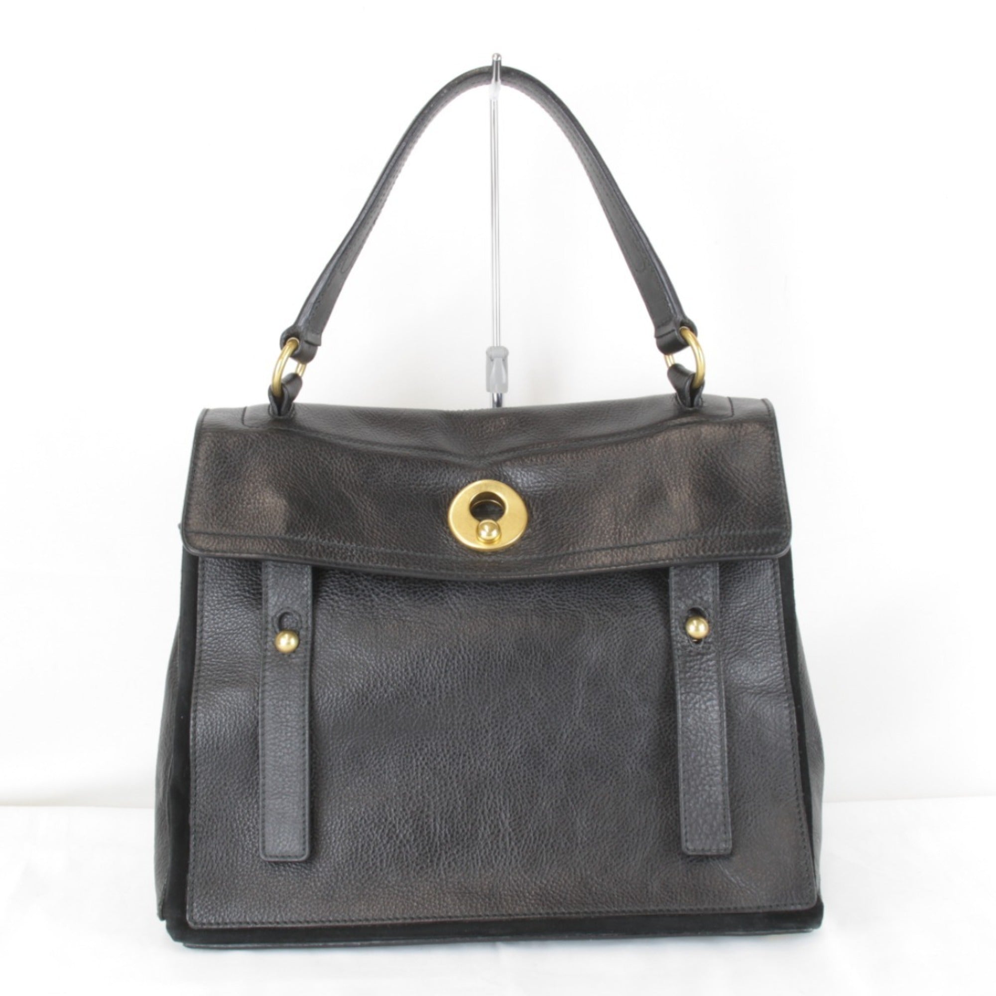 Yves Saint Laurent Black White Leather Handbag (Pre-Owned)