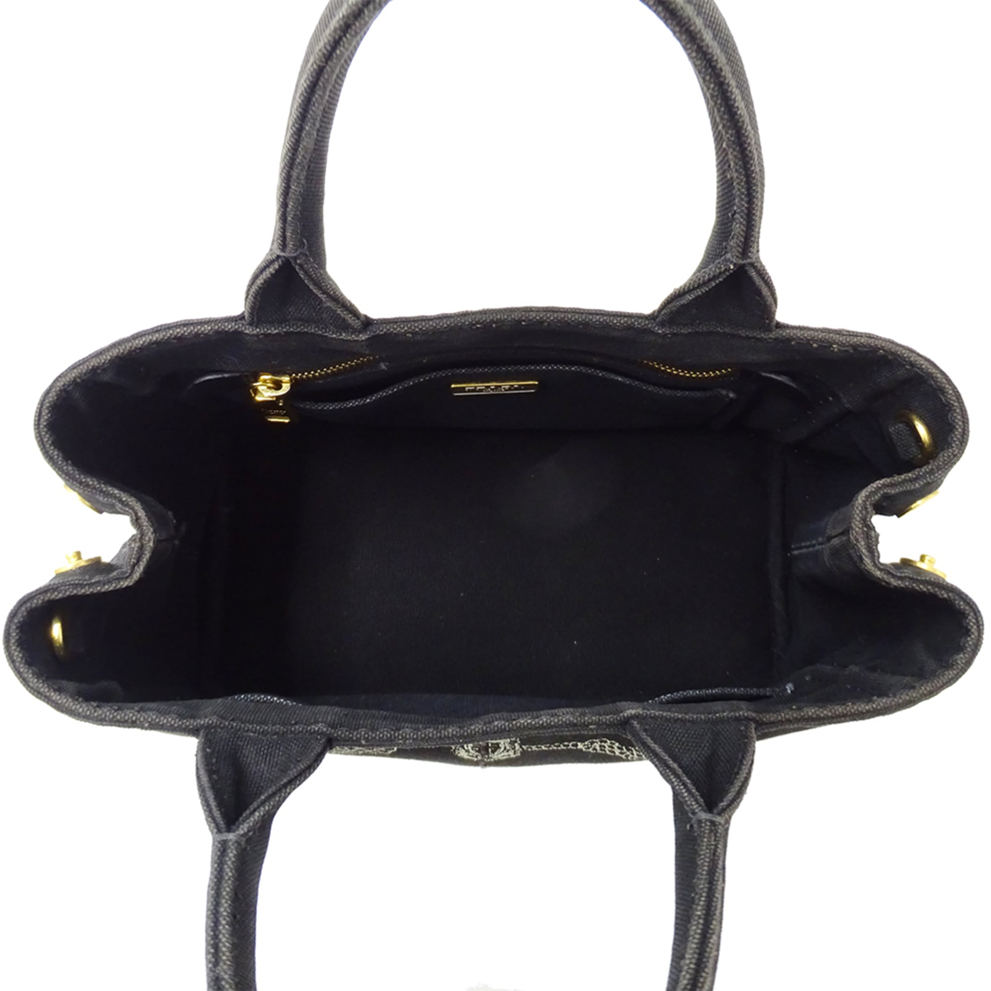 Prada Canapa Black Canvas Handbag (Pre-Owned)