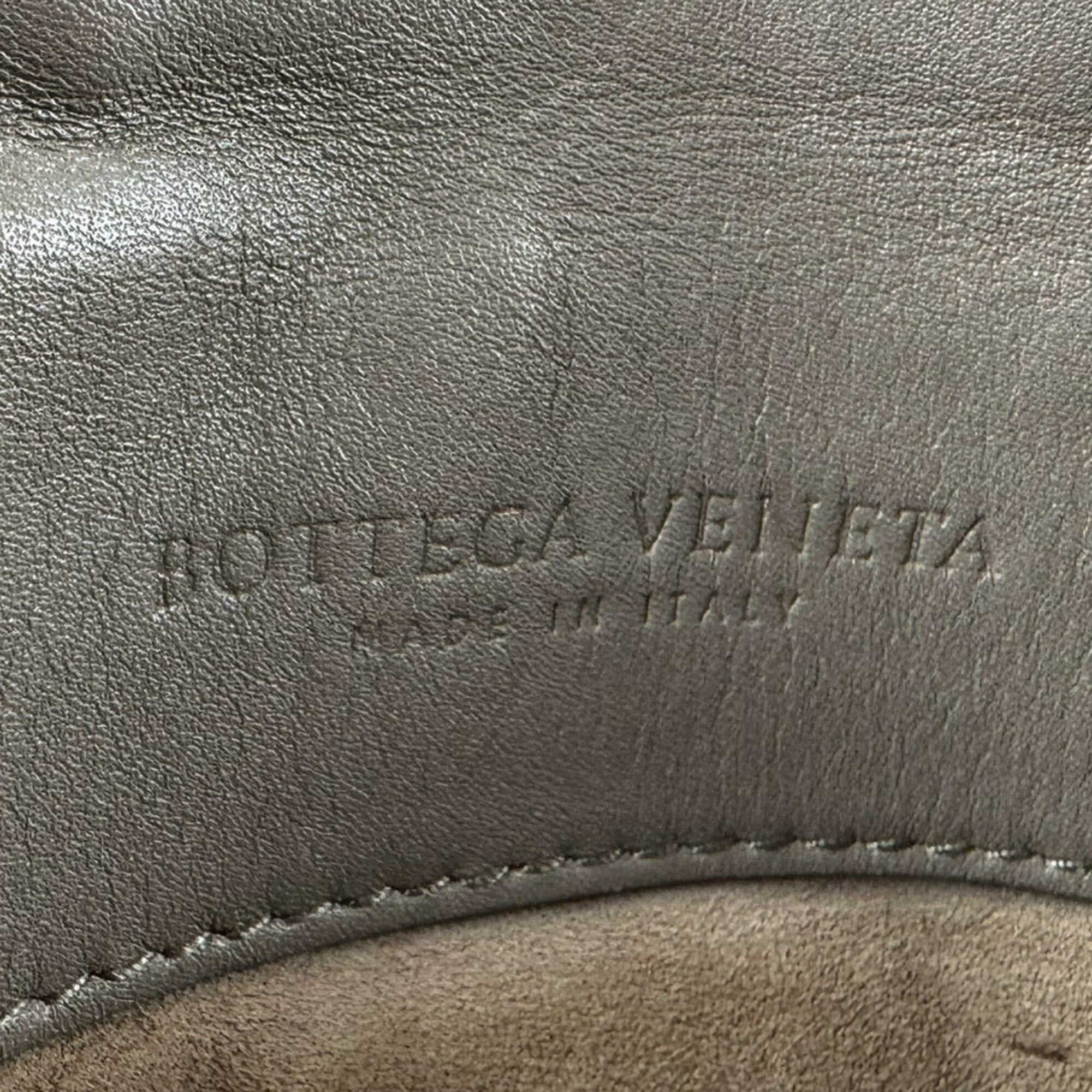 Bottega Veneta Grayish Leather Handbag Shoulder Bag (Pre-Owned)