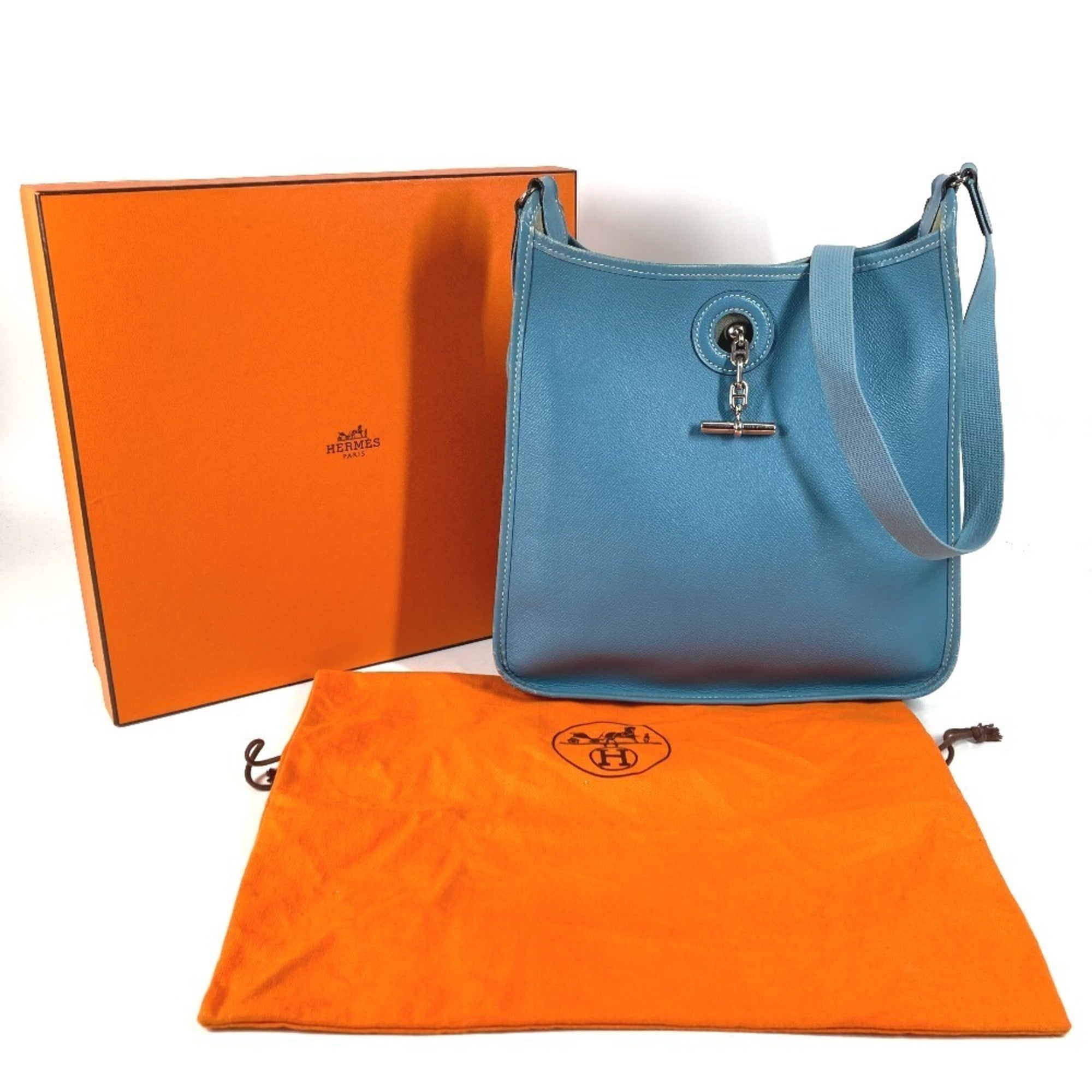 Hermes Vespa Blue Leather Pochette Shoulder Bag (Pre-Owned)