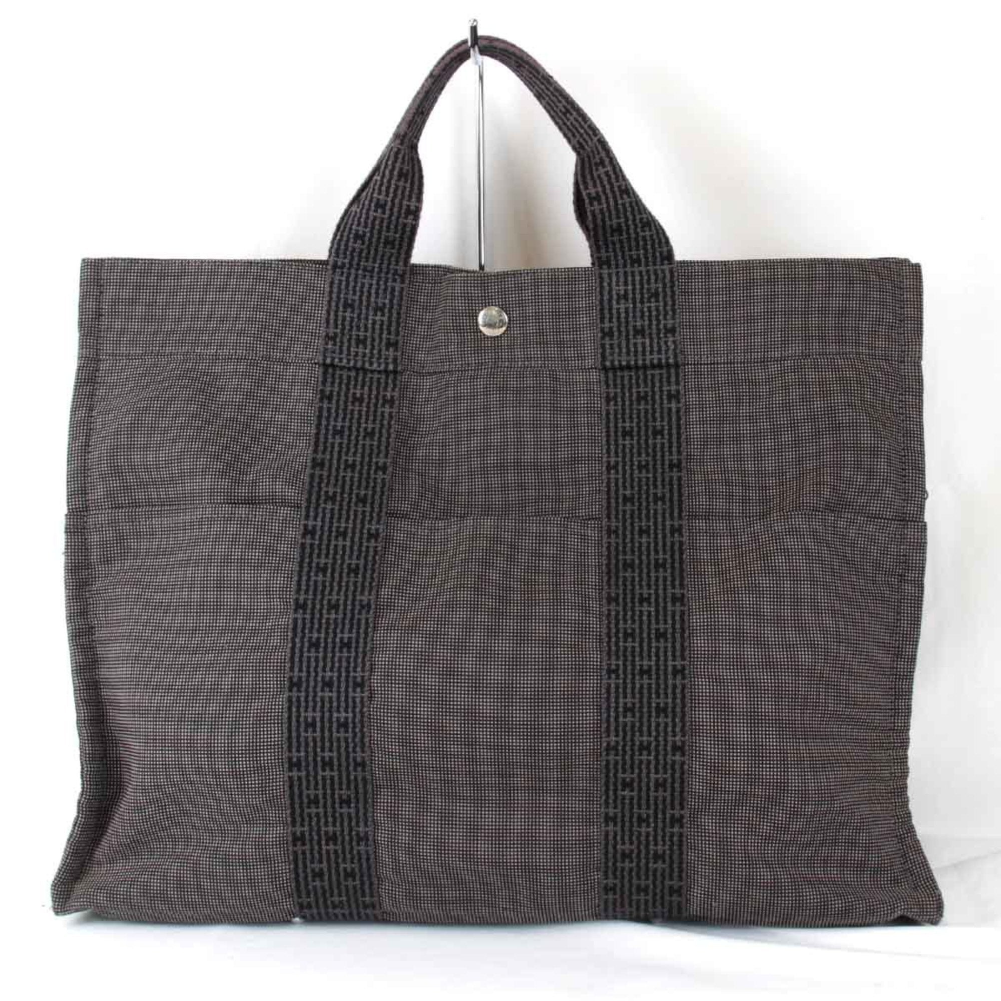 Hermes Gray Canvas Handbag (Pre-Owned)
