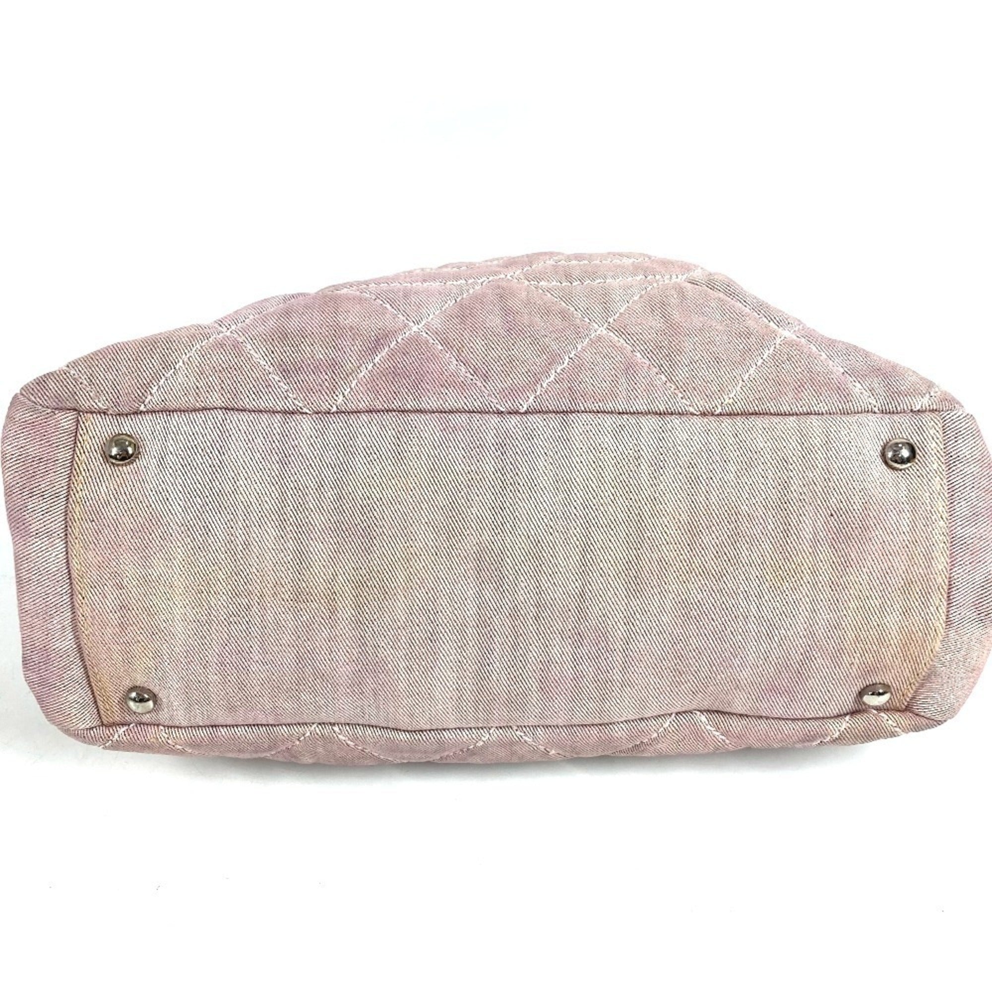 Chanel Pink Cotton Handbag Shoulder Bag (Pre-Owned)
