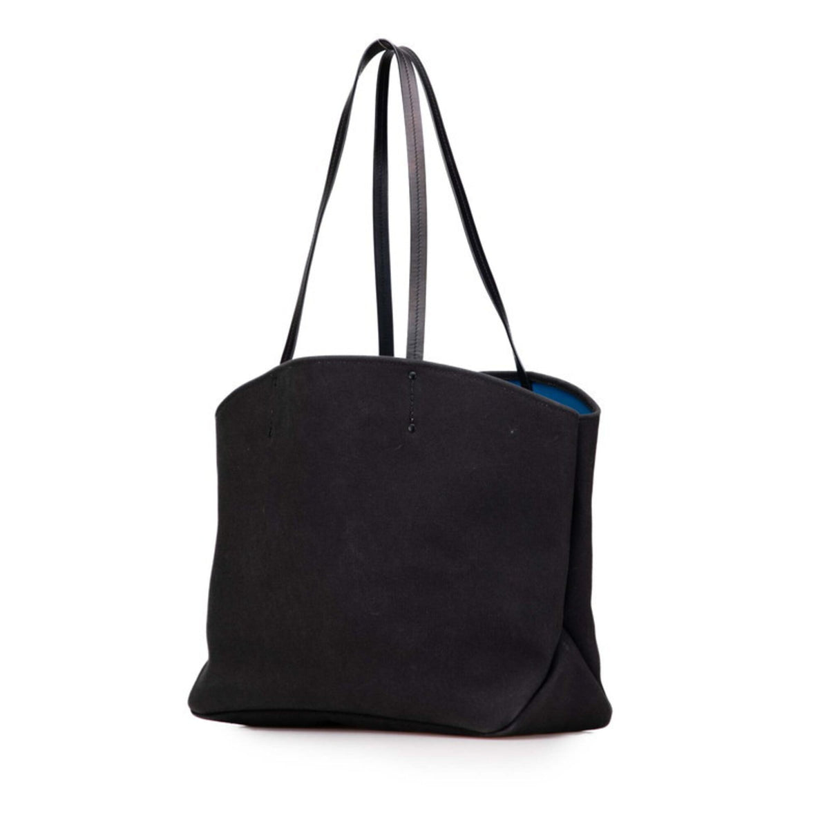 Prada Black Canvas Leather Pouch Shoulder Bag Tote Bag (Pre-Owned)