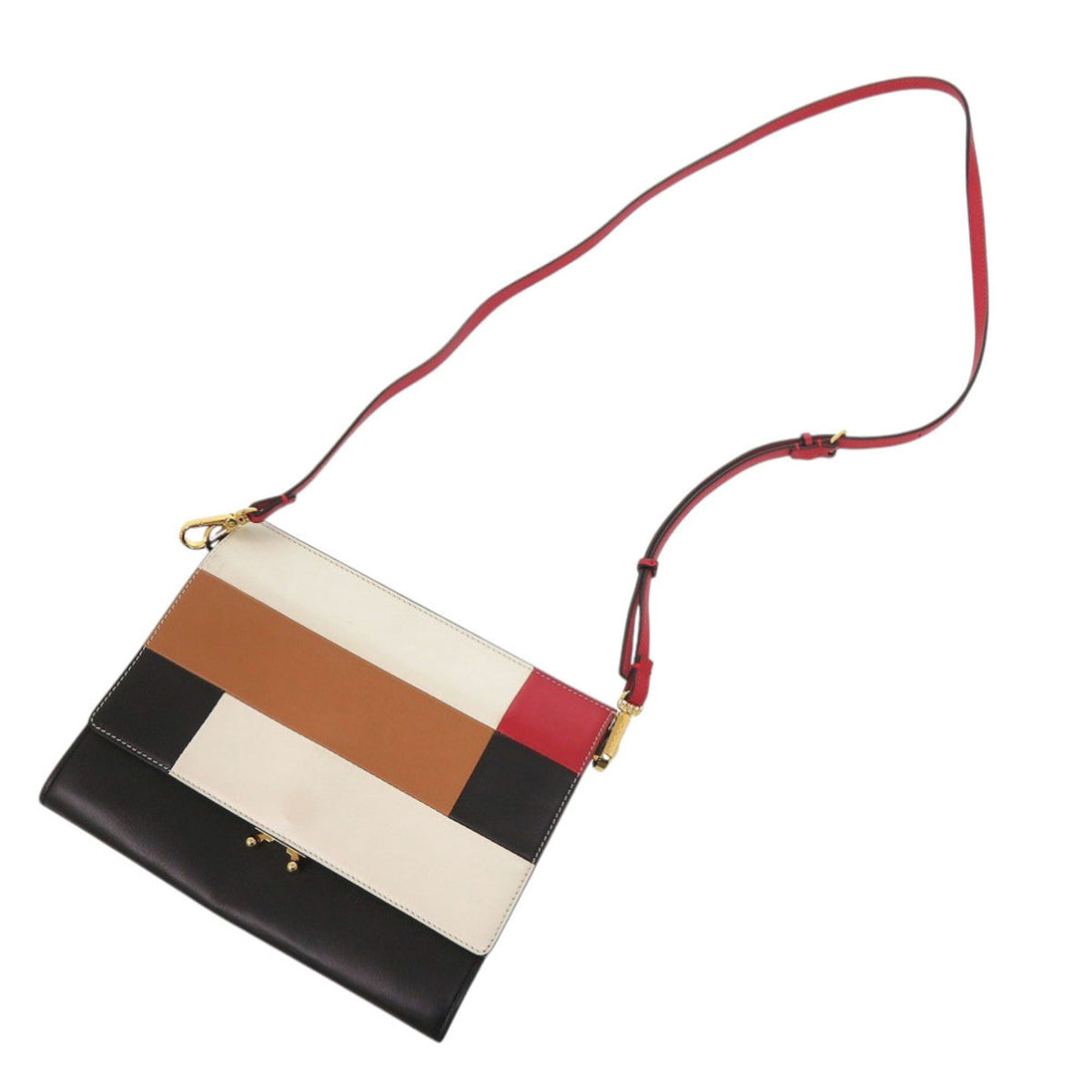 Marni Black Red Color White Leather Shoulder Bag (Pre-Owned)