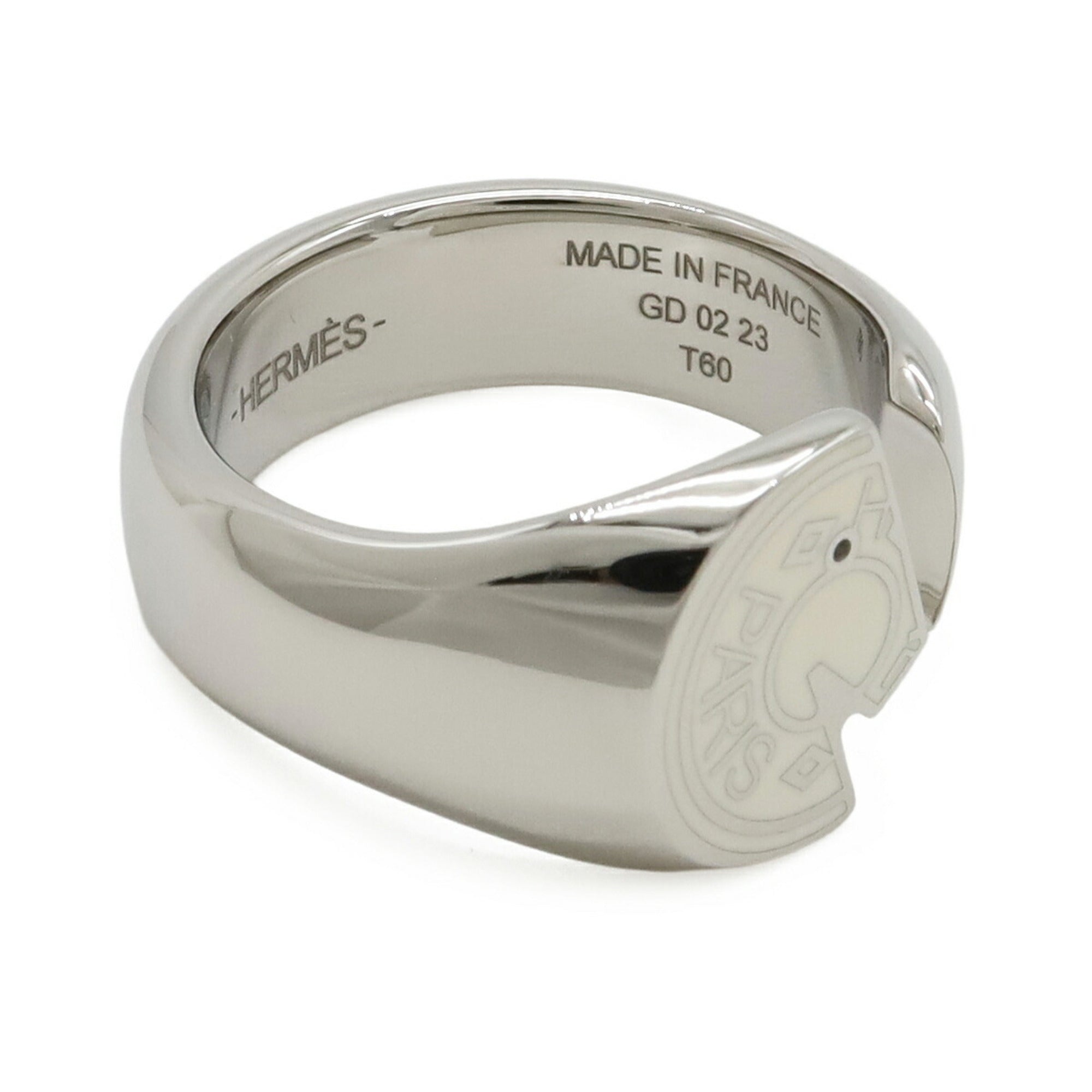 Hermes Silver Ivory Metal Band Ring (Pre-Owned)