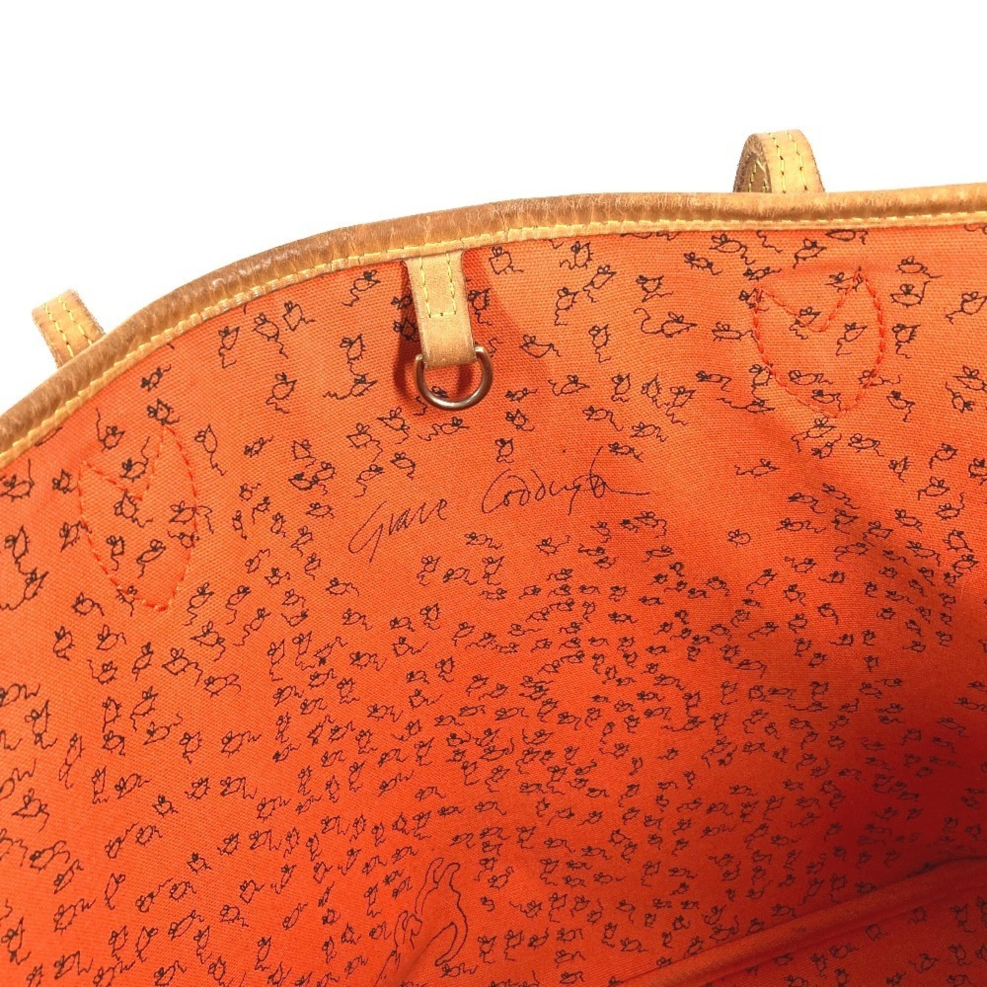 Louis Vuitton Brown Orange Monogram Leather Pouch Shoulder Bag Tote Bag (Pre-Owned)