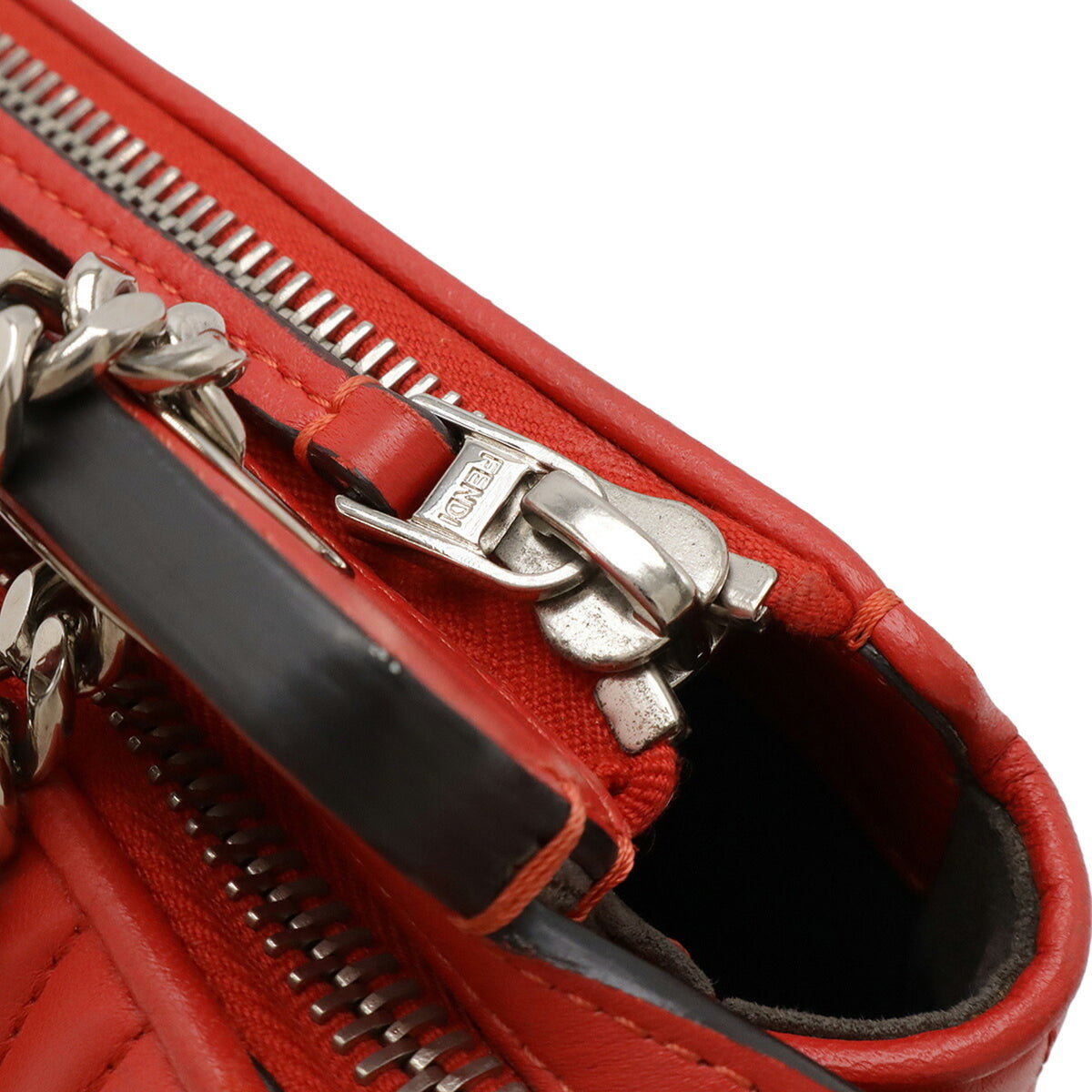 Fendi Dotcom Red Color Leather Pouch Shoulder Bag (Pre-Owned)