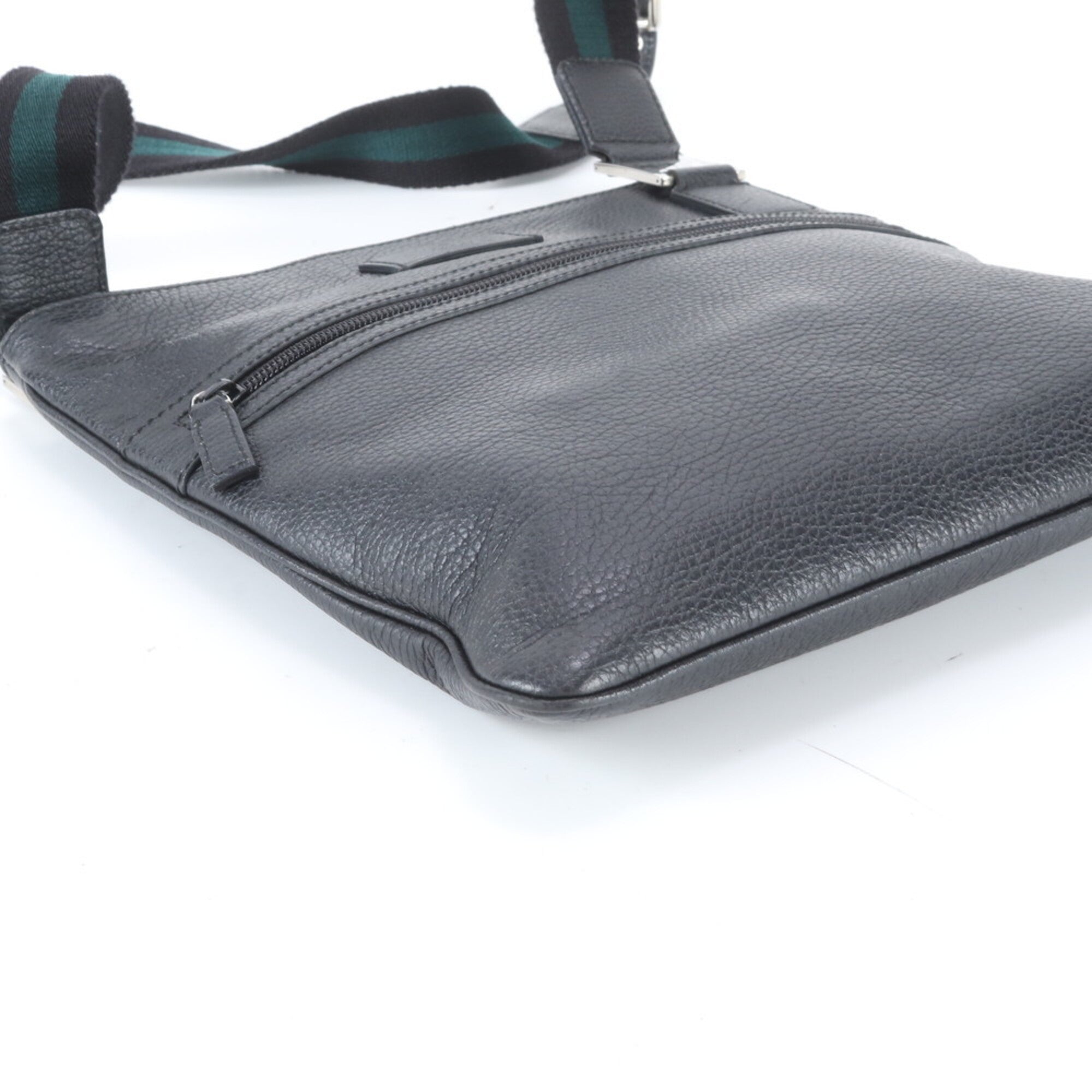Gucci Black Leather Messenger Bag Shoulder Bag Tote Bag (Pre-Owned)