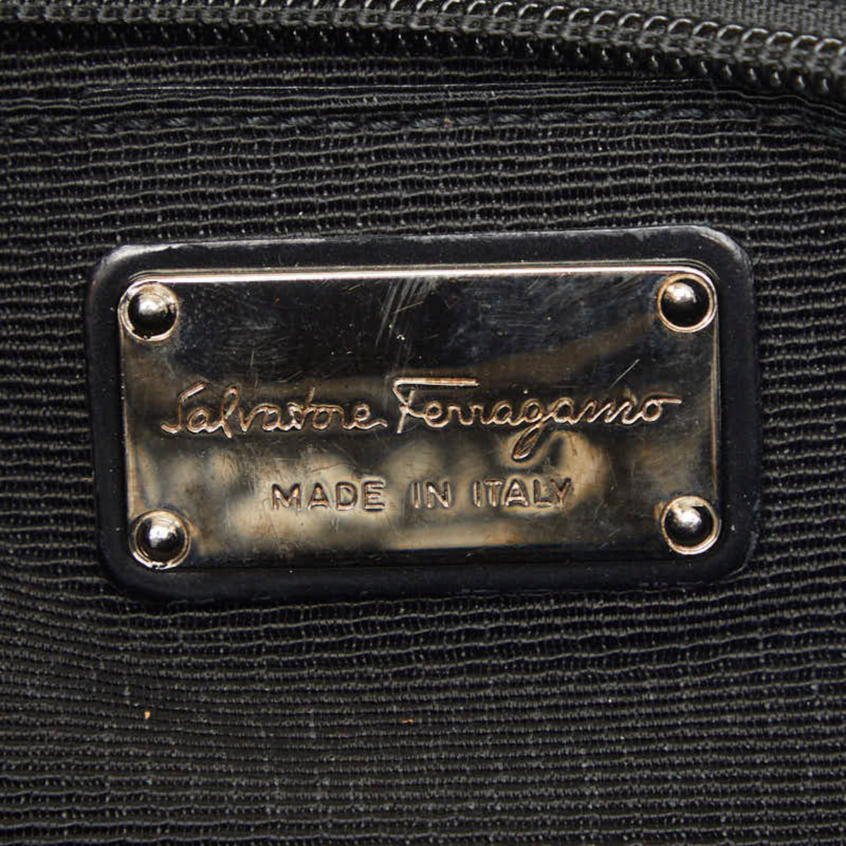 Salvatore Ferragamo Black Gray Silver Pvc Leather Handbag (Pre-Owned)