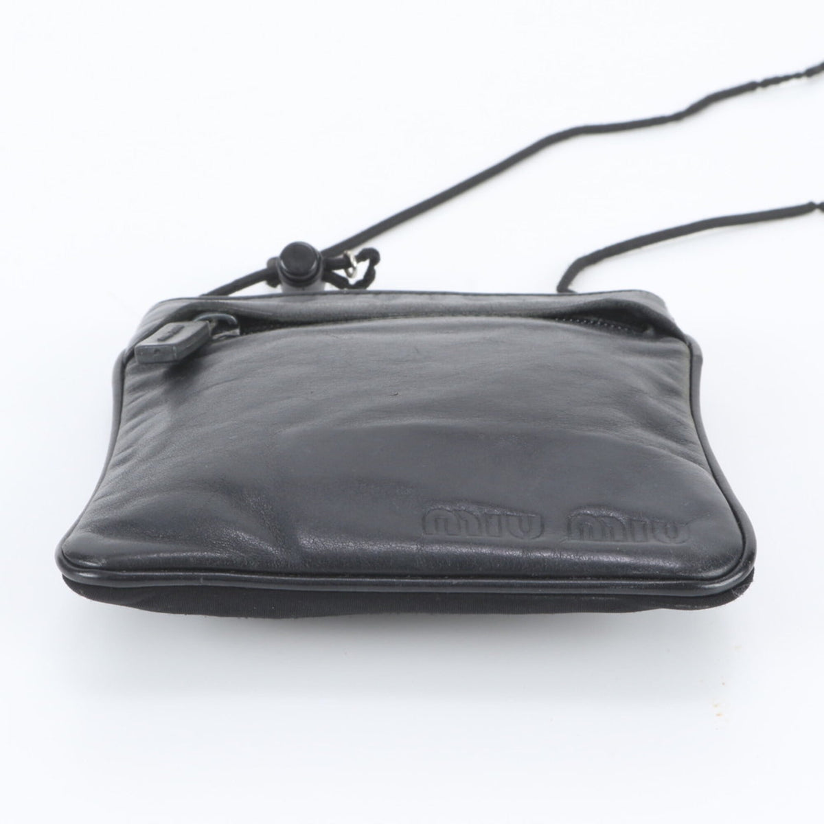 Miu Miu Black Leather Nylon Crossbody Bag Shoulder Bag (Pre-Owned)