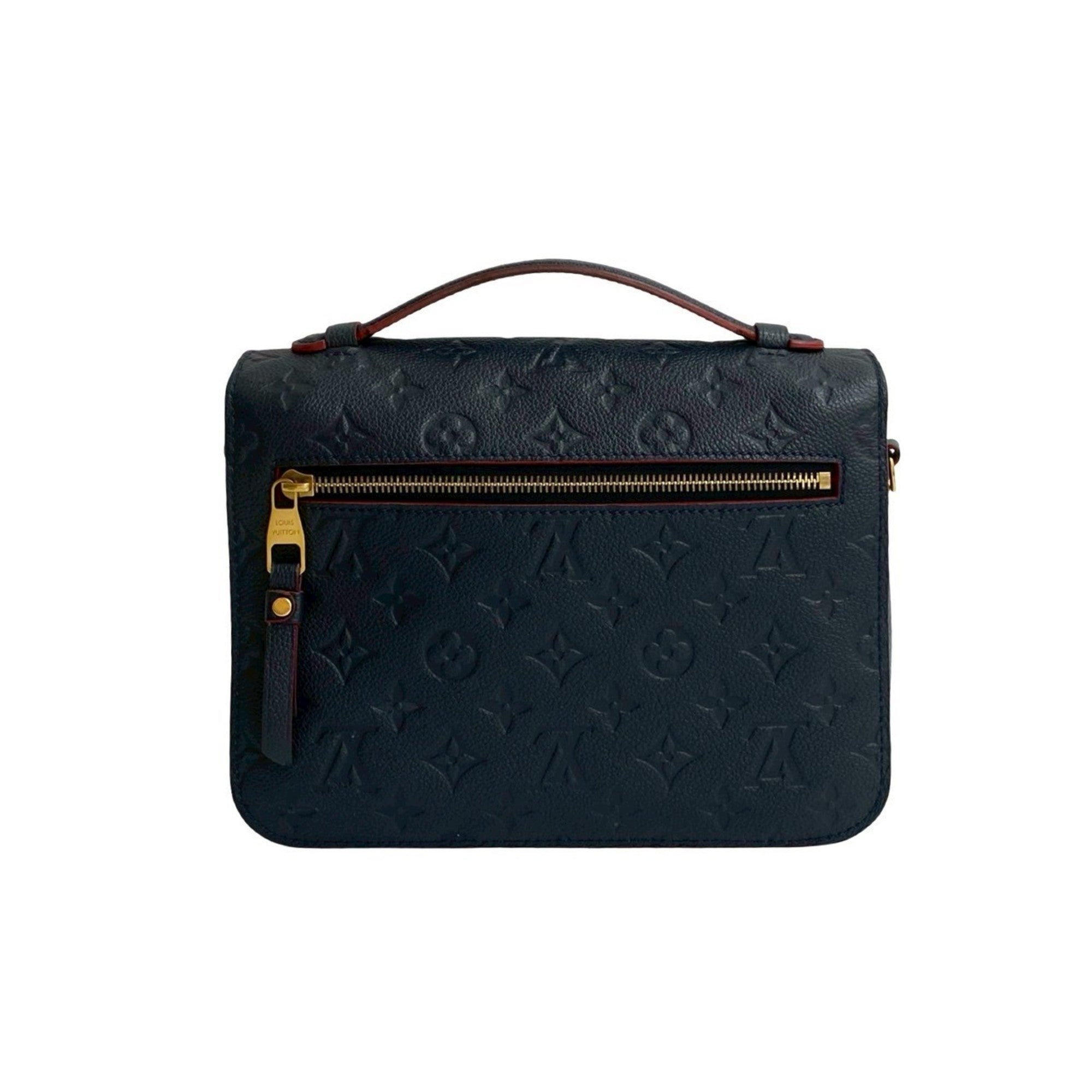 Louis Vuitton Navy Red Color Leather Handbag Shoulder Bag (Pre-Owned)