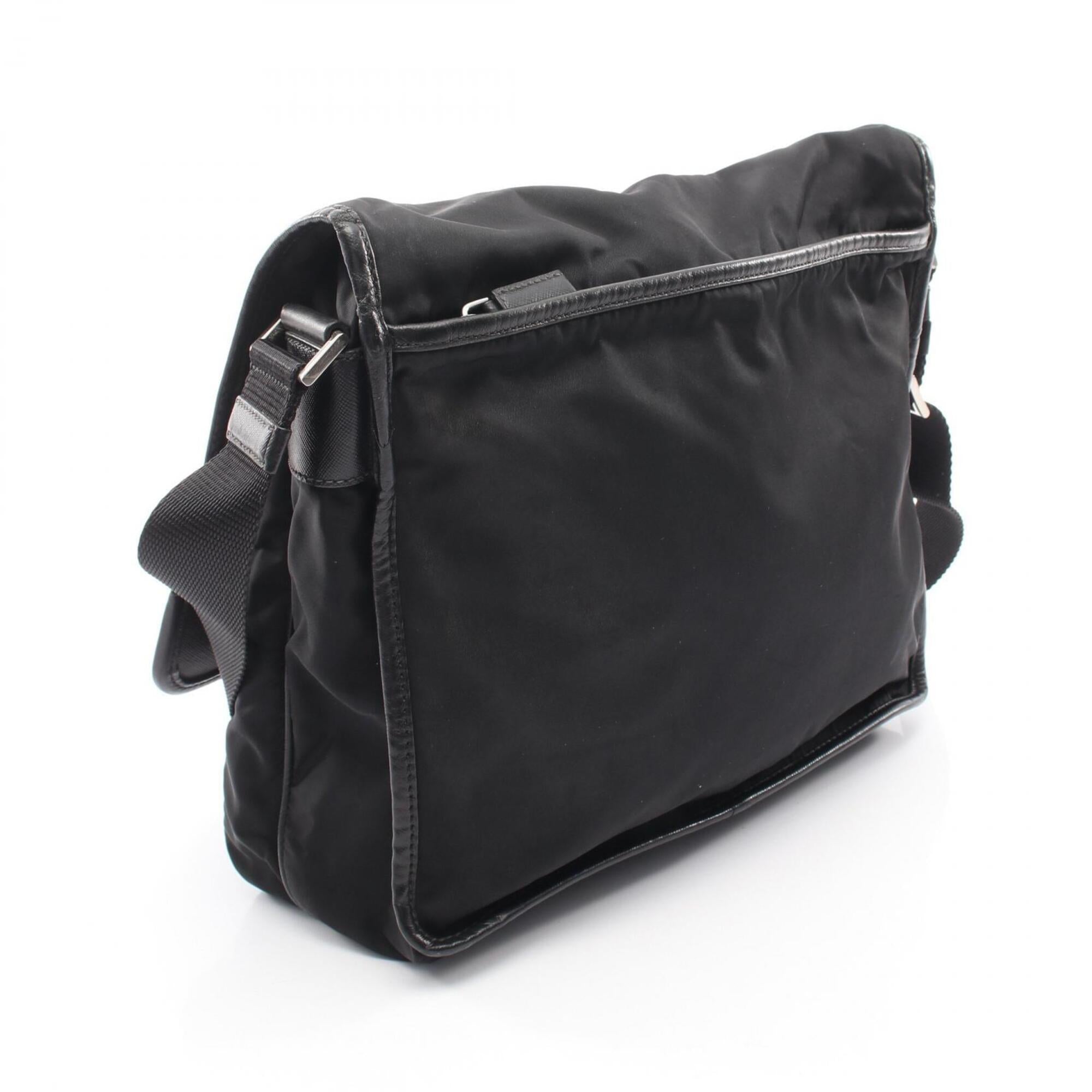 Prada Black Nylon Saffiano Triangle Handbag Messenger Bag Shoulder Bag (Pre-Owned)