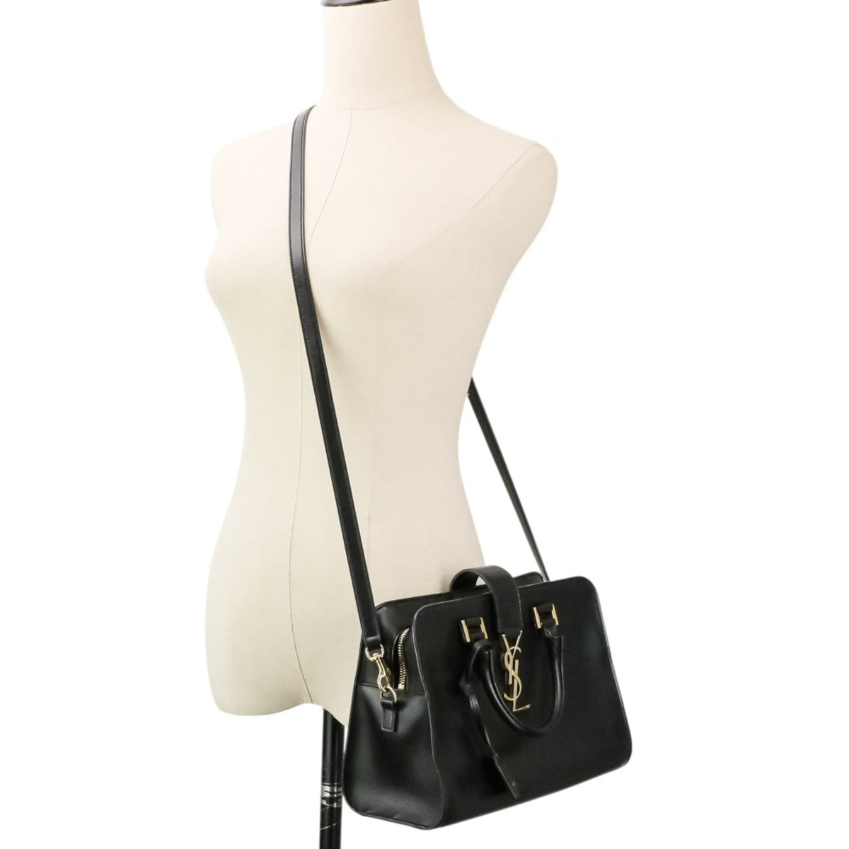 Yves Saint Laurent Black Leather Handbag Shoulder Bag (Pre-Owned)
