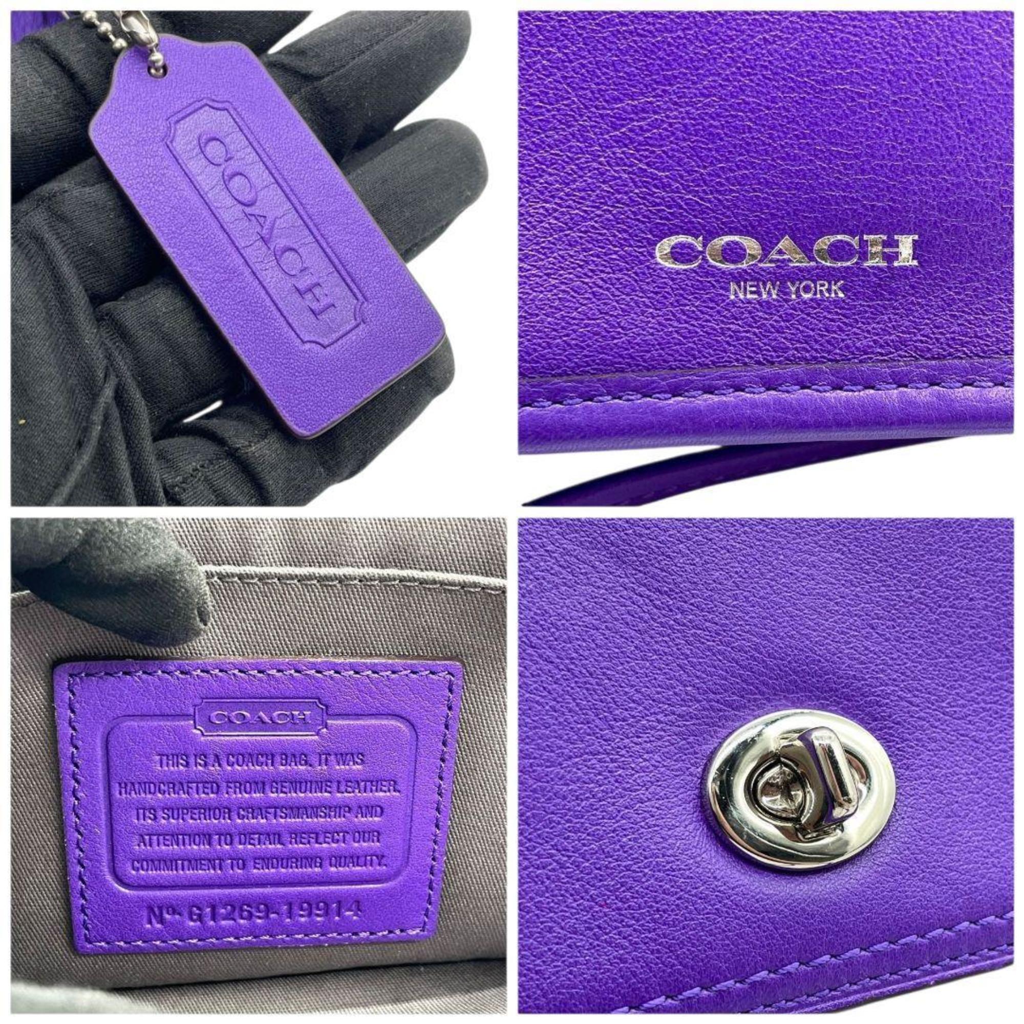 Coach Purple Leather Shoulder Bag (Pre-Owned)