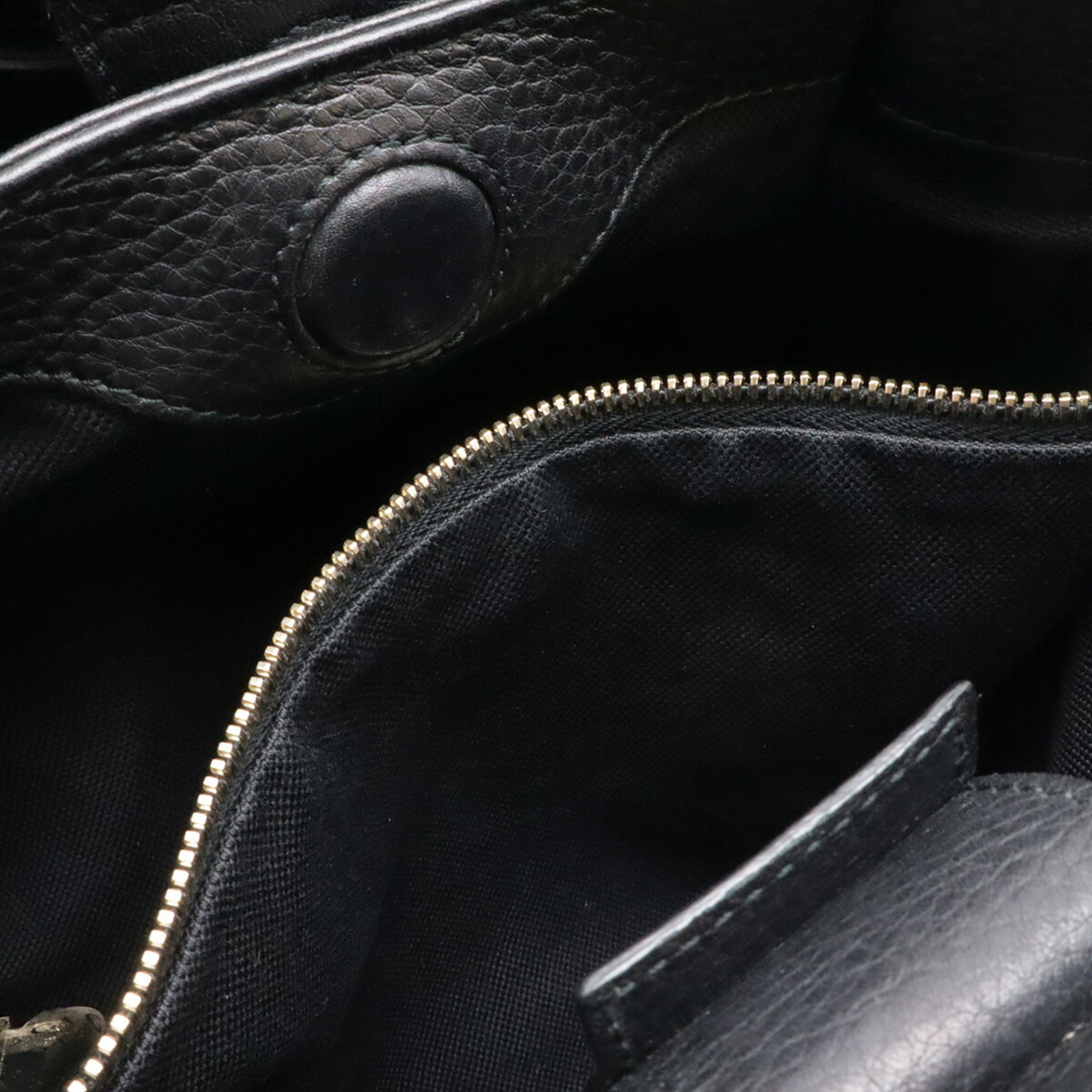 Gucci Black Bamboo Leather Handbag Shoulder Bag (Pre-Owned)
