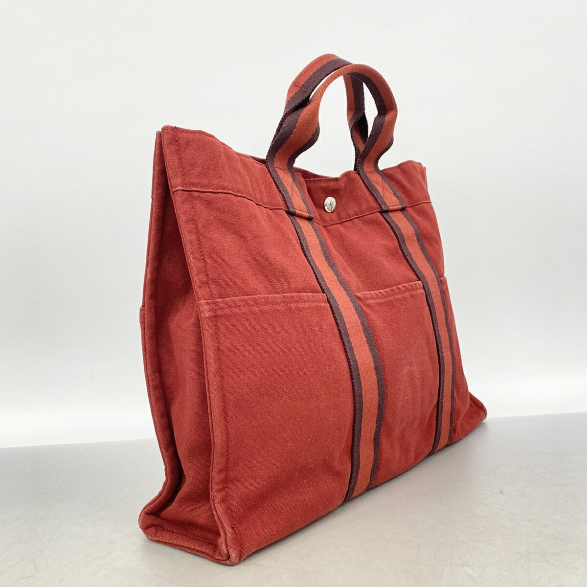 Hermes Red Color Canvas Tote Bag (Pre-Owned)